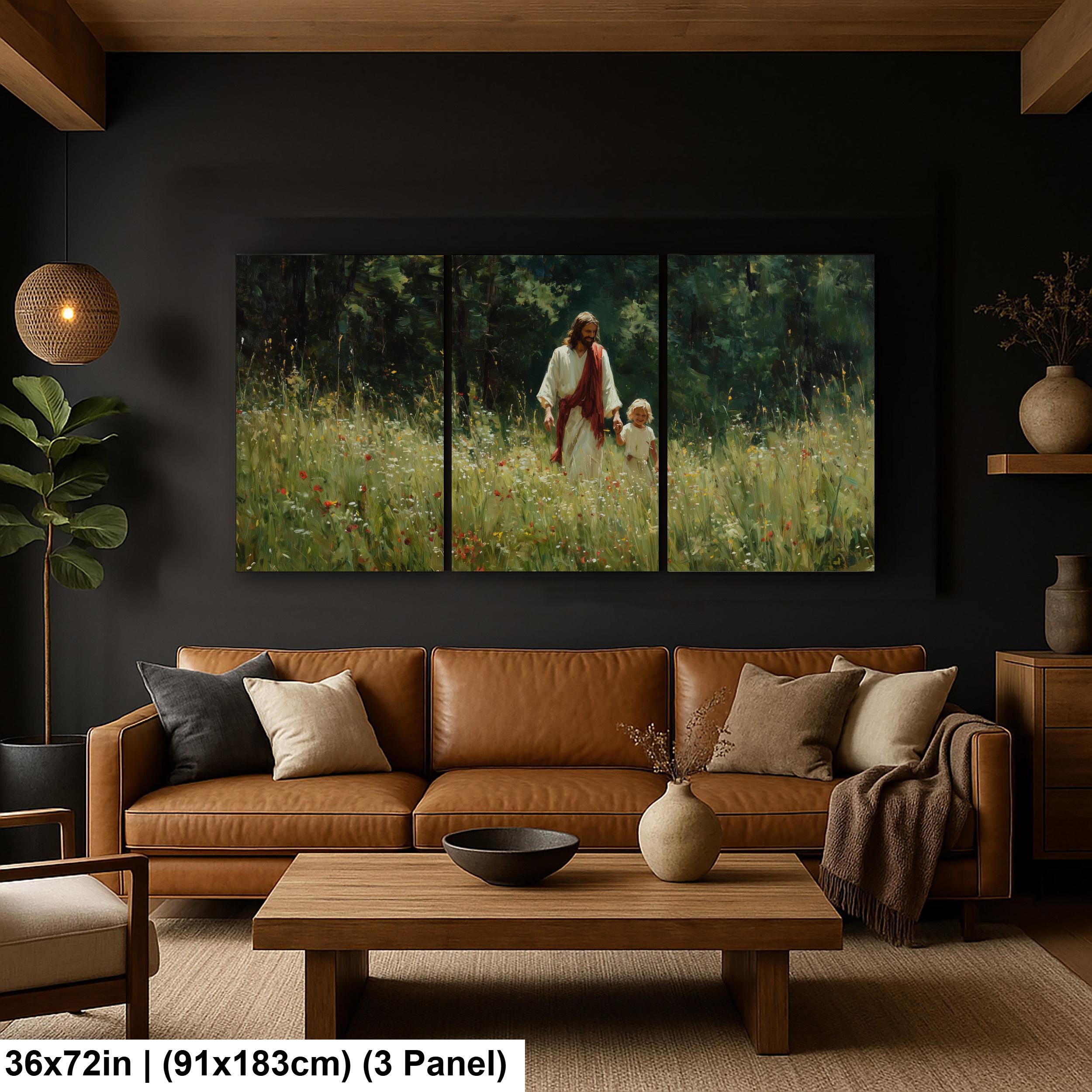 Christian Religious Wall Art – Jesus and Child Painting | Blessed Children Art Print