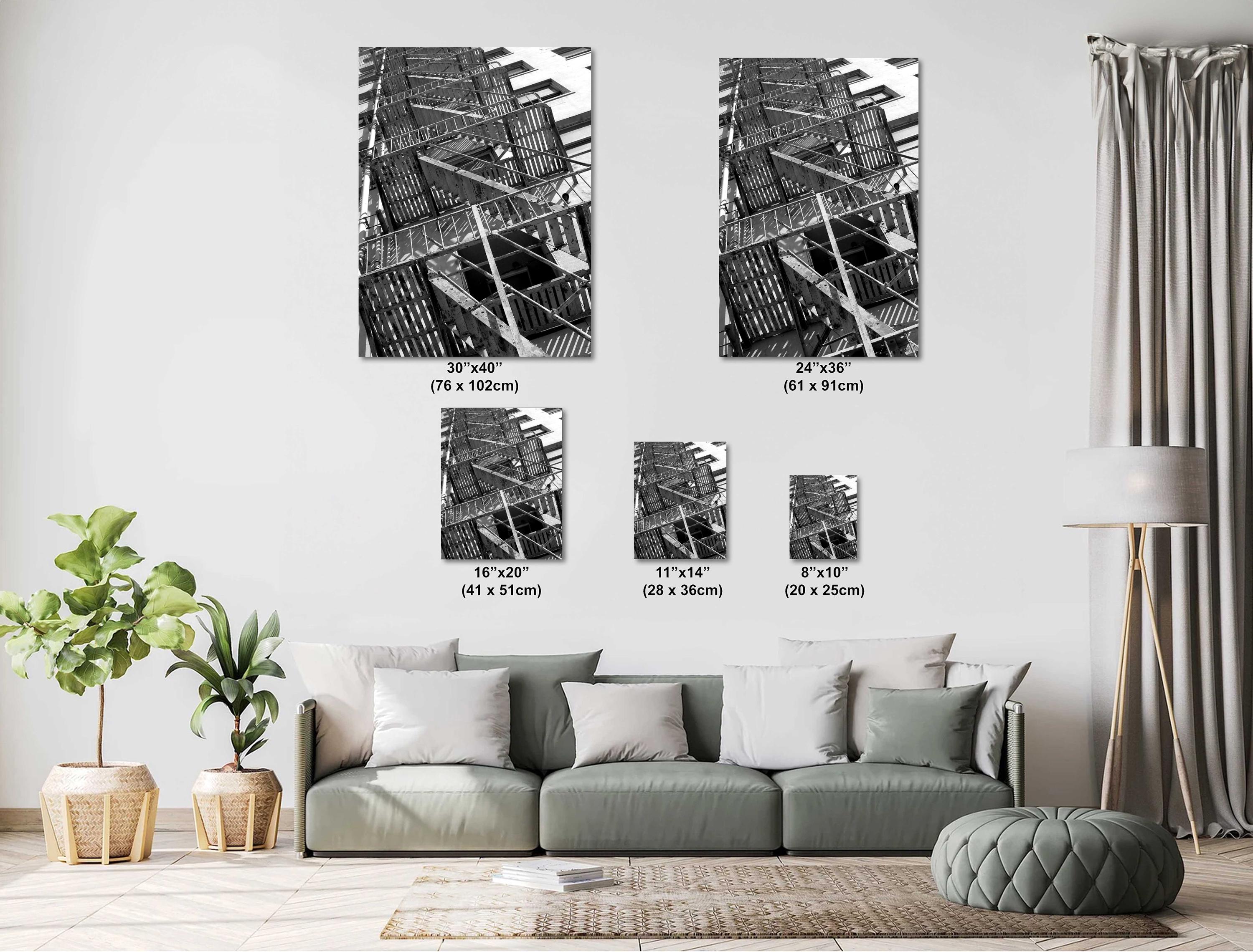 NYC Fire Escape Photo - Urban Cityscape Art | Moody Industrial Wall Decor Print