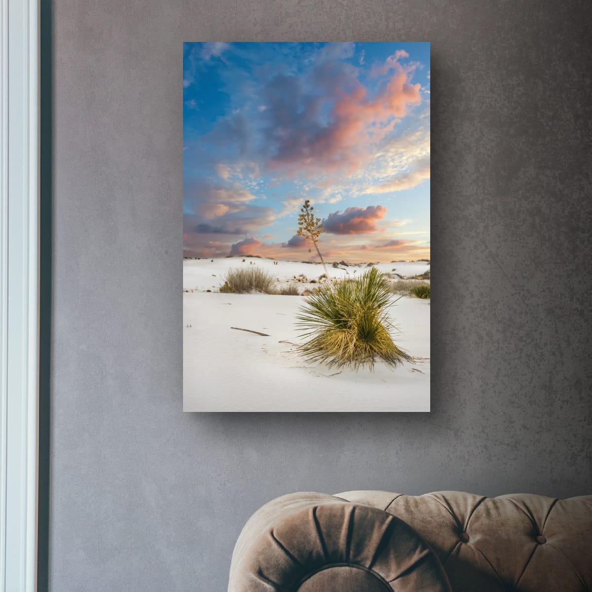 White Sand Dunes Art - New Mexico Landscape Print | Serene Desert Wall Decor