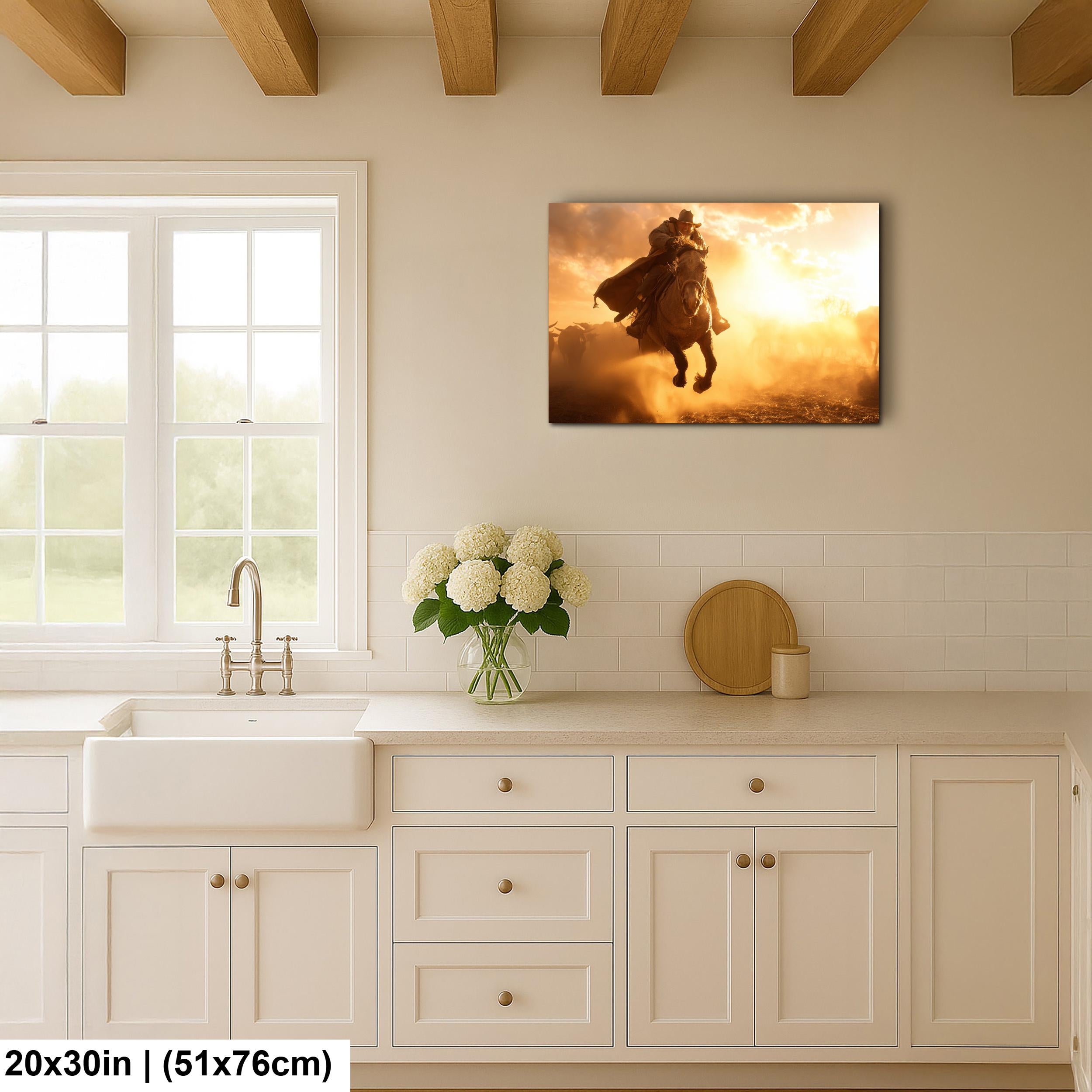 Cowboy Art Print | Winter Cattle Drive – Rustic Ranch Decor & Western Wall Hanging