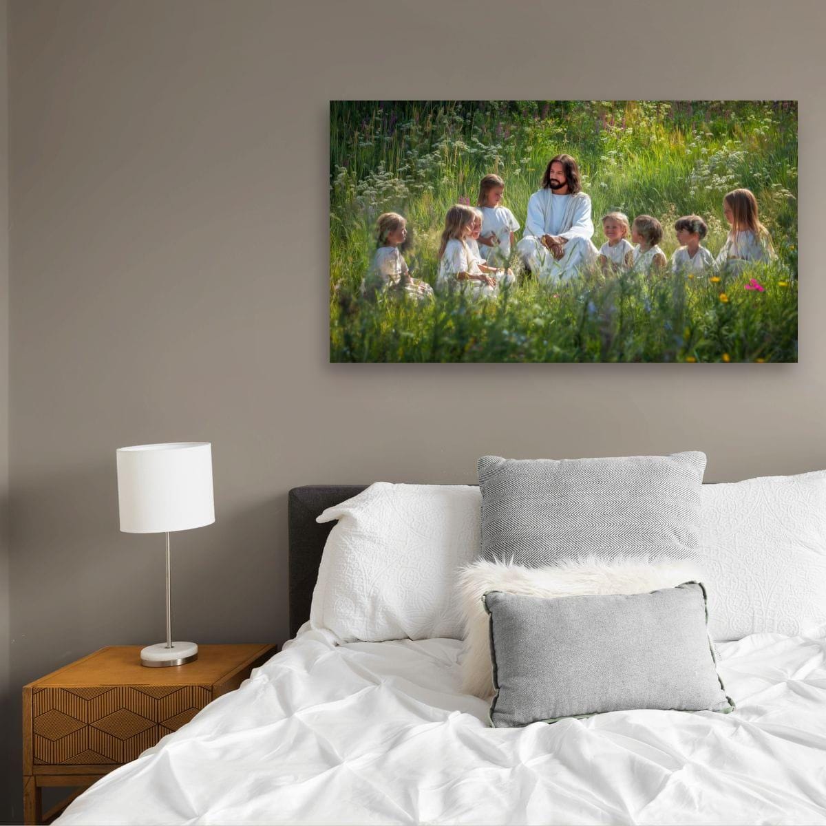 Christian Art Wall Decor – Jesus and Children Art | Blessed Little Children Painting