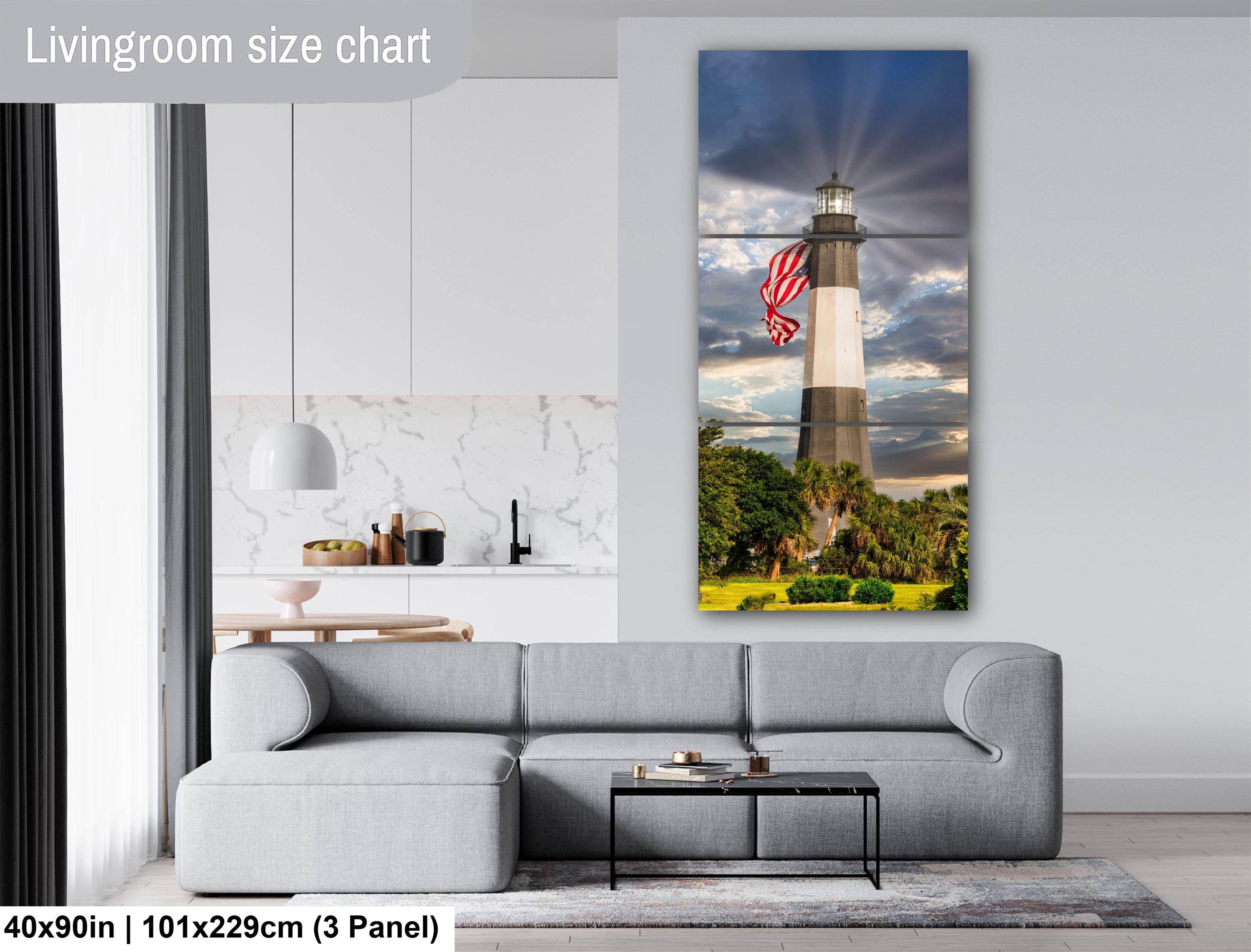 Tybee Island Lighthouse Print - Patriotic Coastal Wall Art With American Flag