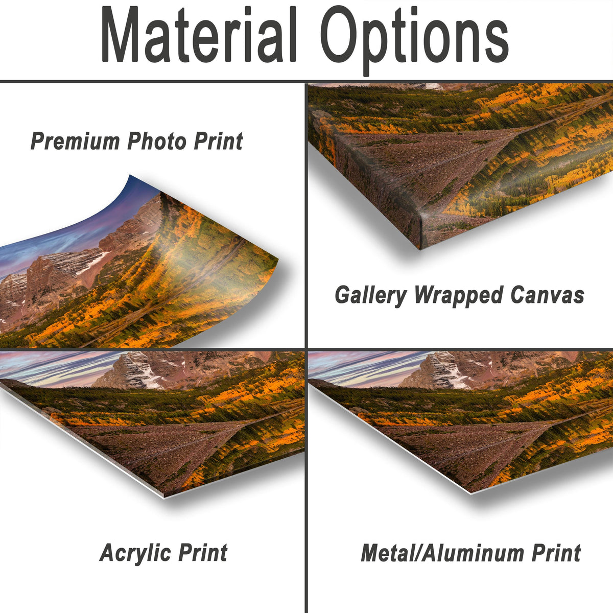 Maroon Bells Photography Print – Rocky Mountain Landscape With Autumn Colors