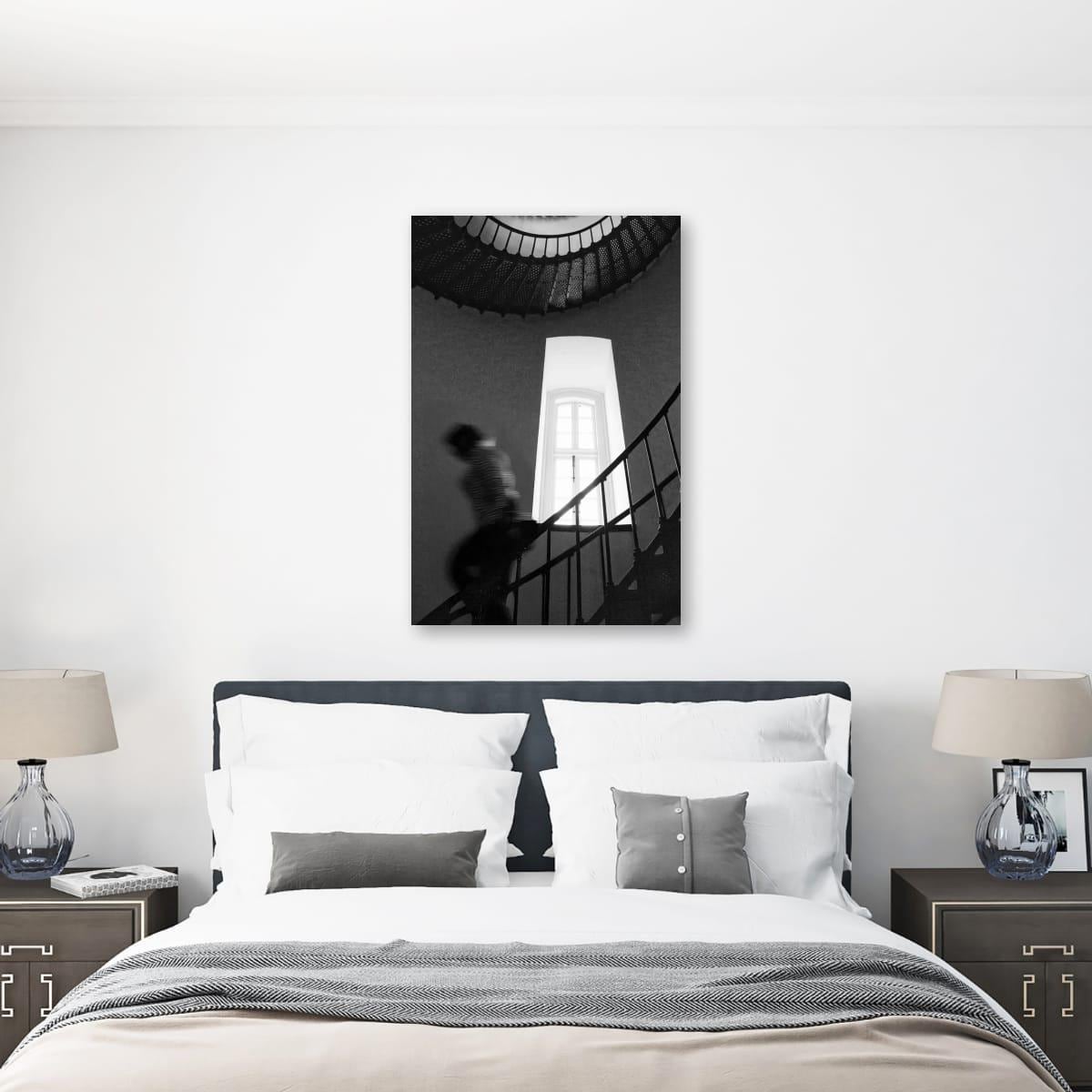 Outer Banks Lighthouse Print – Black and White Spiral Staircase Art, Coastal Wall Decor