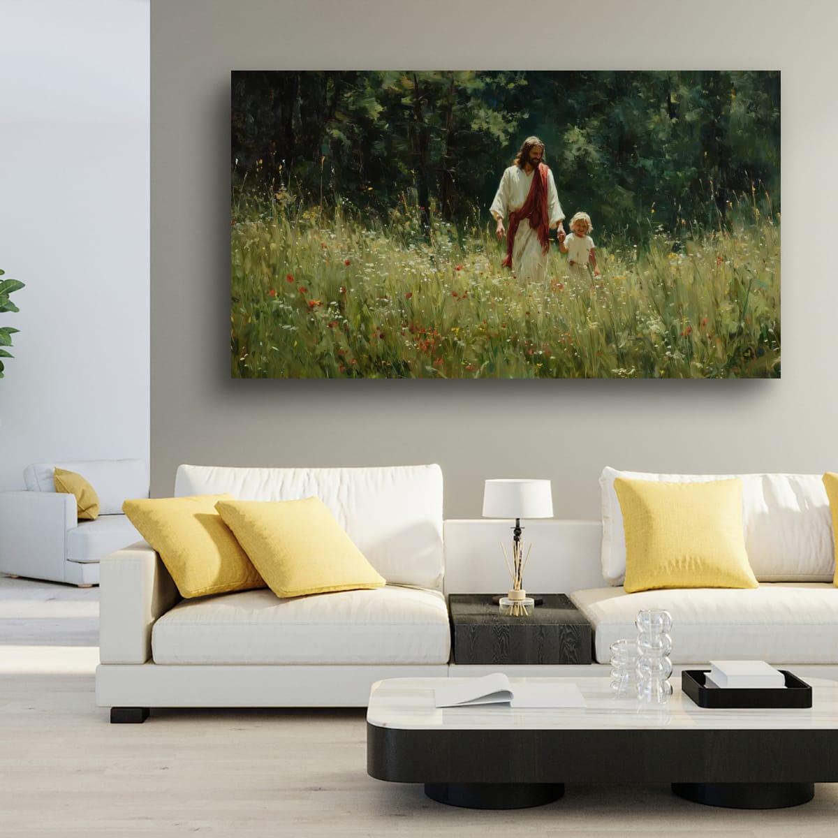 Christian Religious Wall Art – Jesus and Child Painting | Blessed Children Art Print