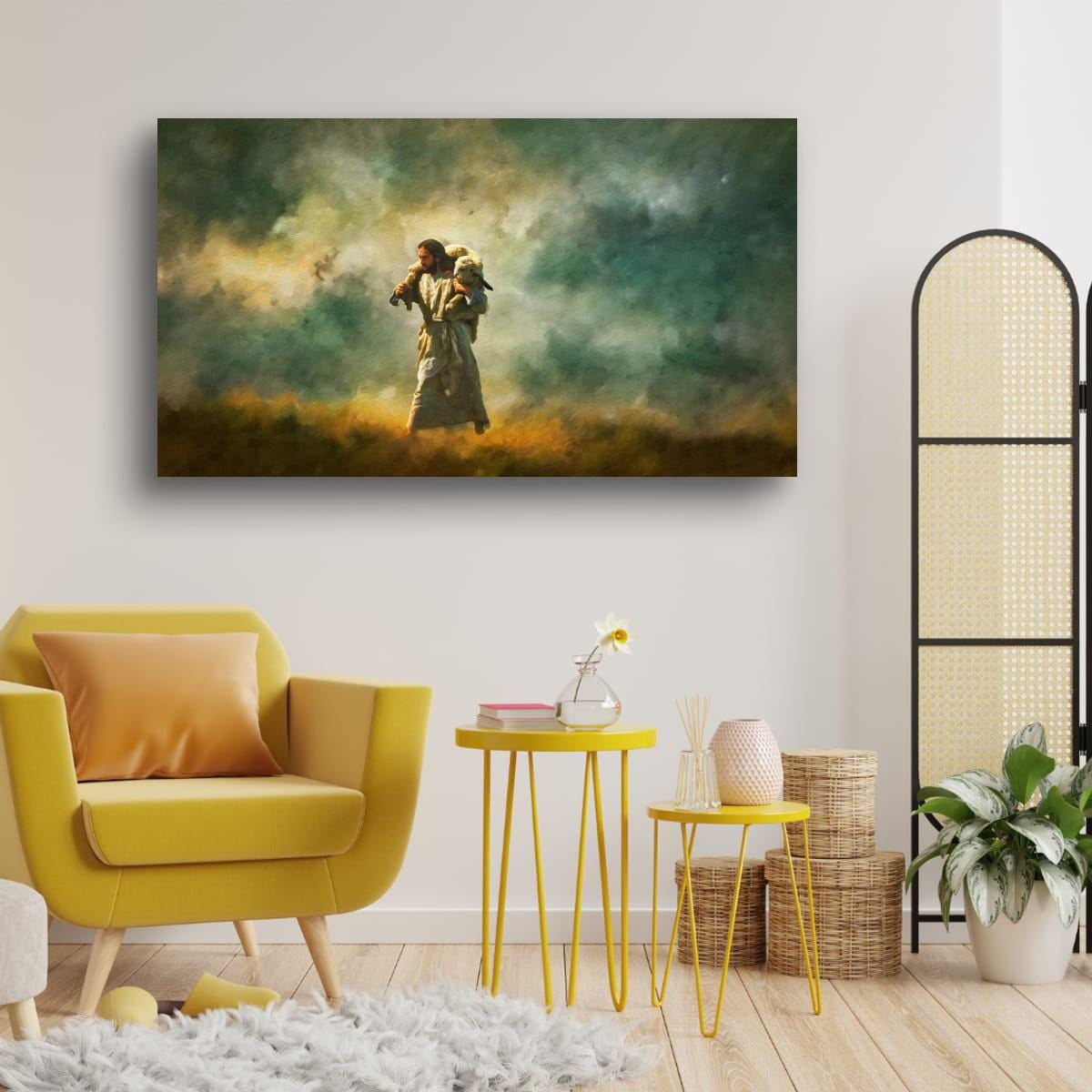 Christian Art Print – Jesus and Lamb Religious Wall Decor | Faith Inspired Art