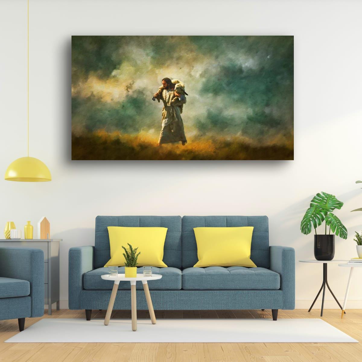 Christian Art Print – Jesus and Lamb Religious Wall Decor | Faith Inspired Art