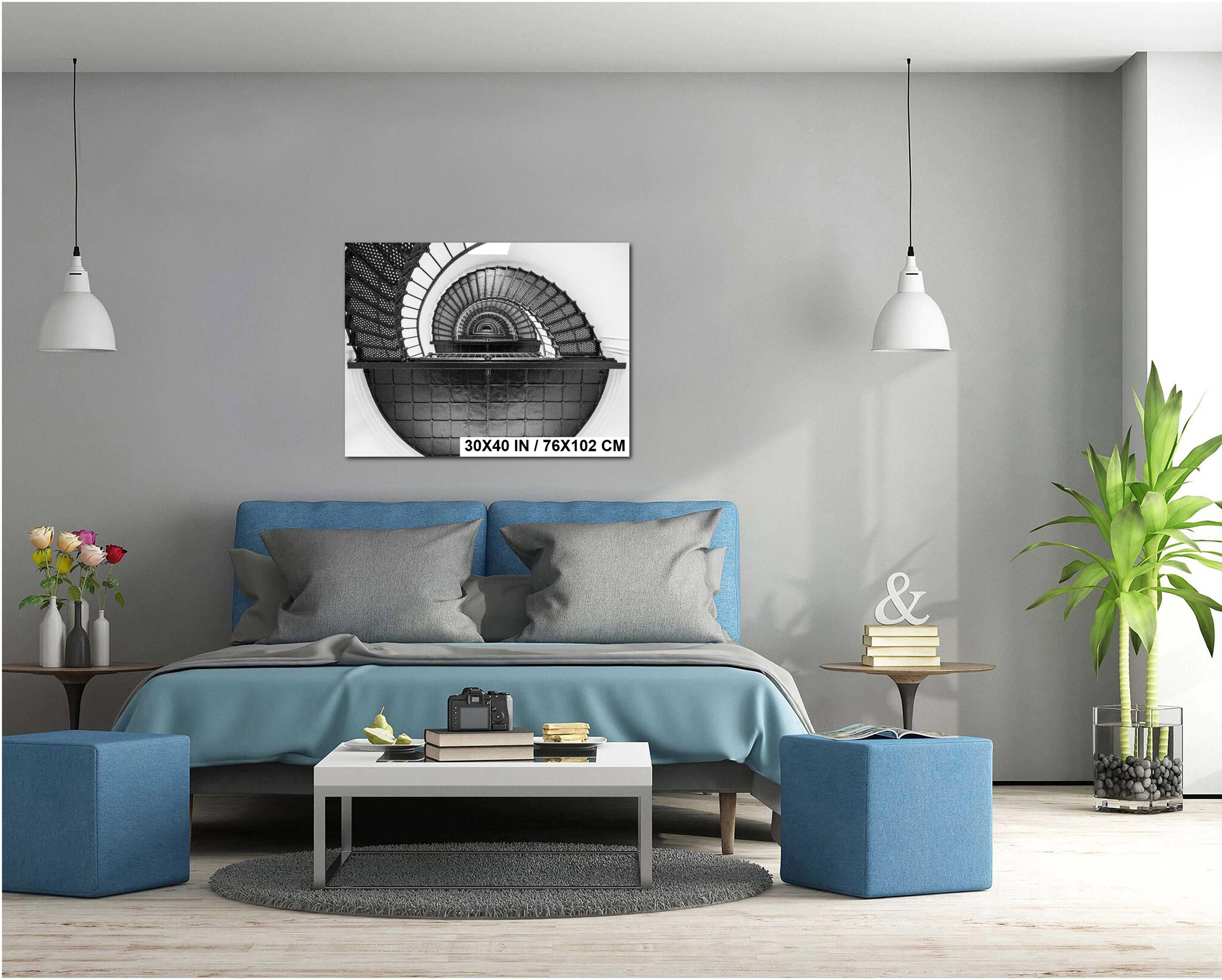 Lighthouse Wall Art – Black and White Spiral Staircase Photo on Archival Paper