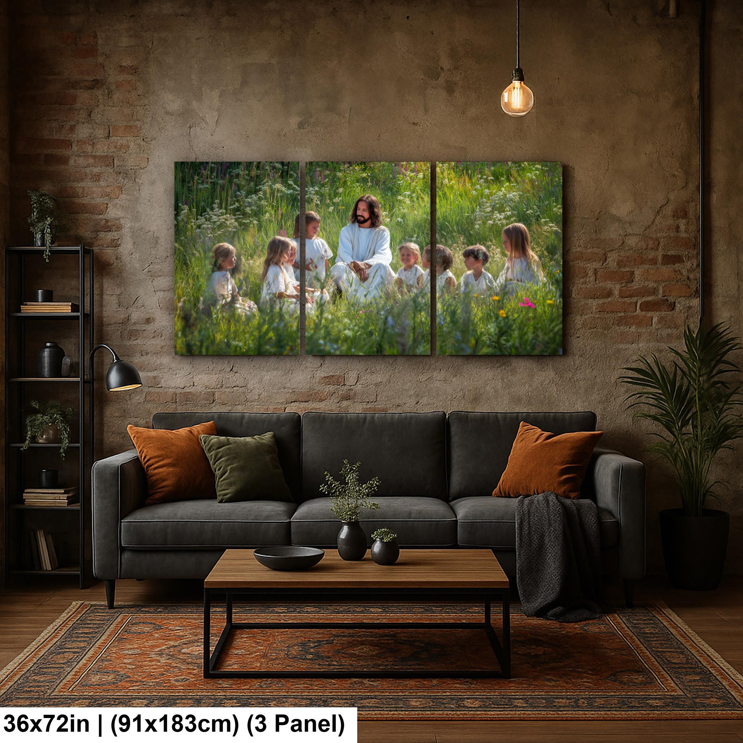 Christian Art Wall Decor – Jesus and Children Art | Blessed Little Children Painting