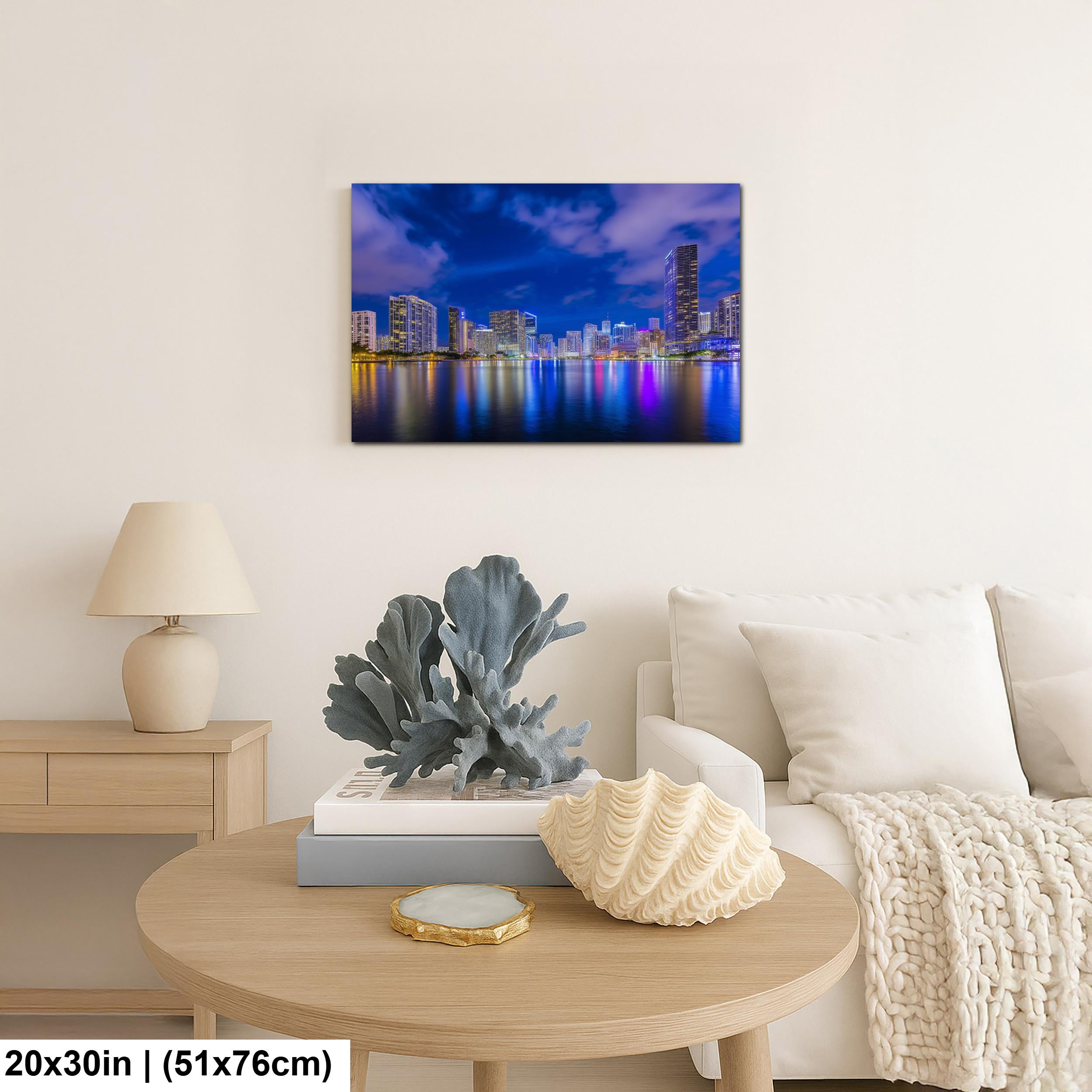Miami Skyline Art - Dynamic Urban Night Scene | Modern Cityscape Wall Art Print