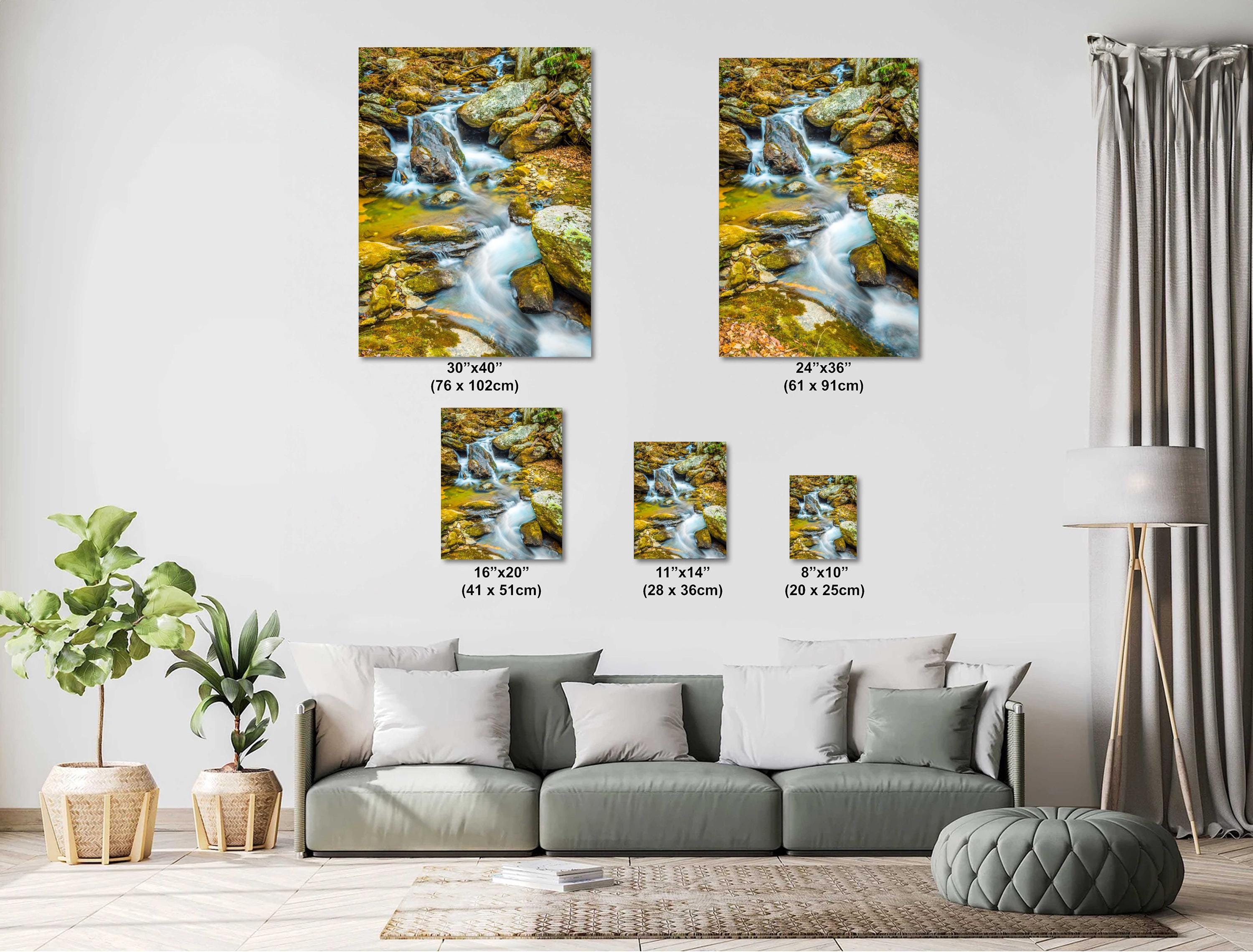 Mountain Stream Photography - Serene Forest Landscape Art With Rustic Woodland Decor