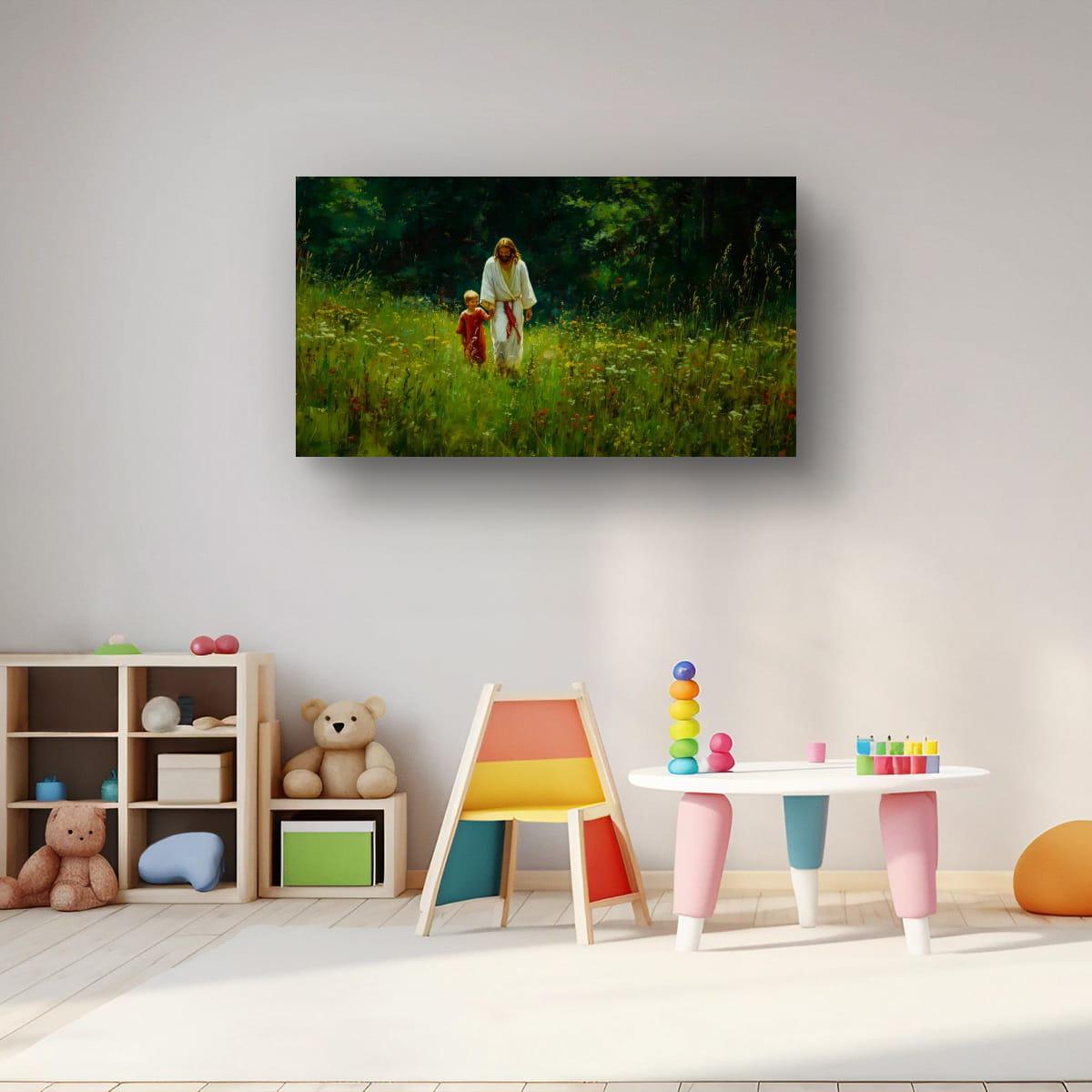 Christian Religious Art – Jesus and Child Painting | Blessed Children Wall Decor