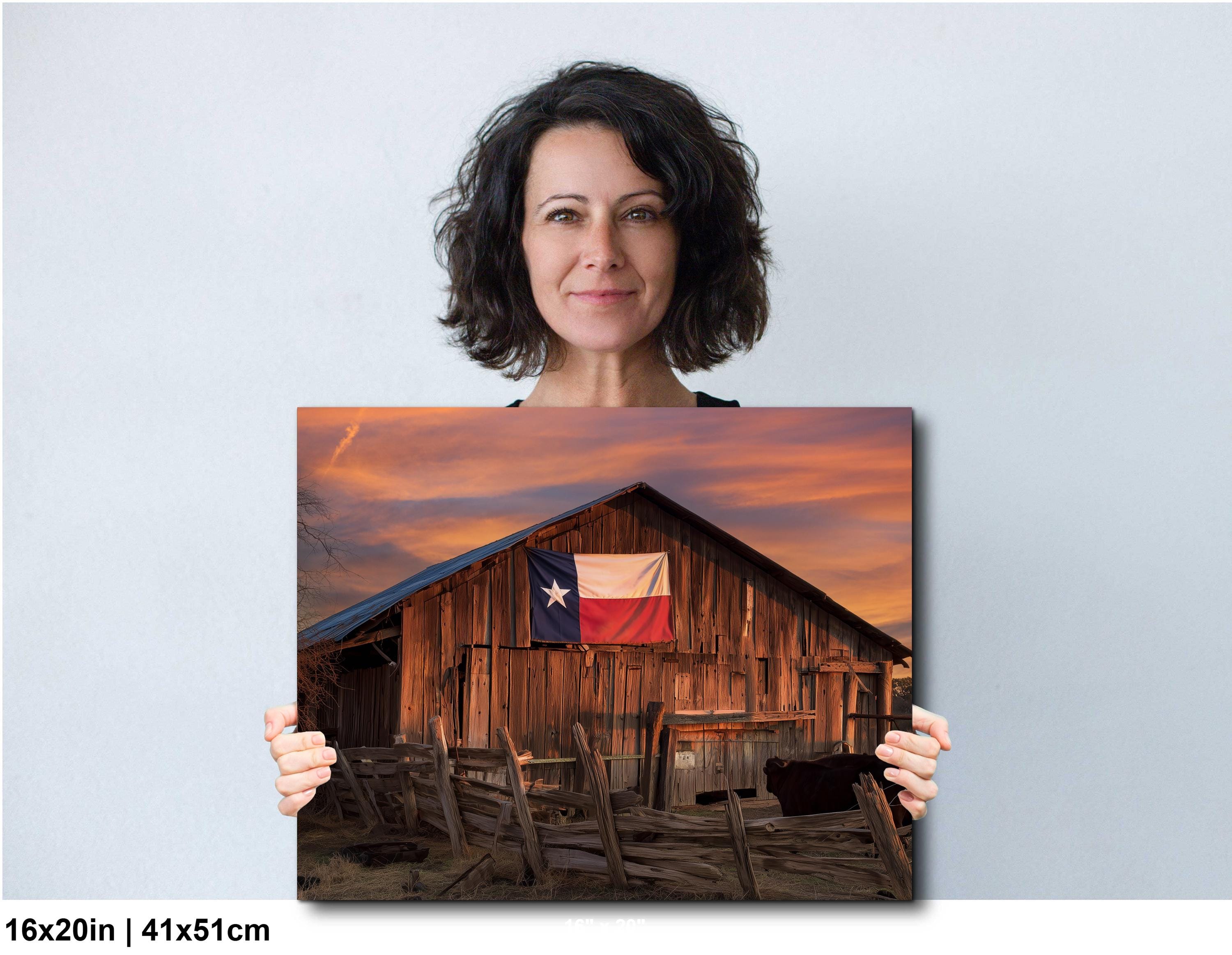 Rustic Texas Barn | Western Home Decor - Sun Bleached Wood & Texas Flag Art