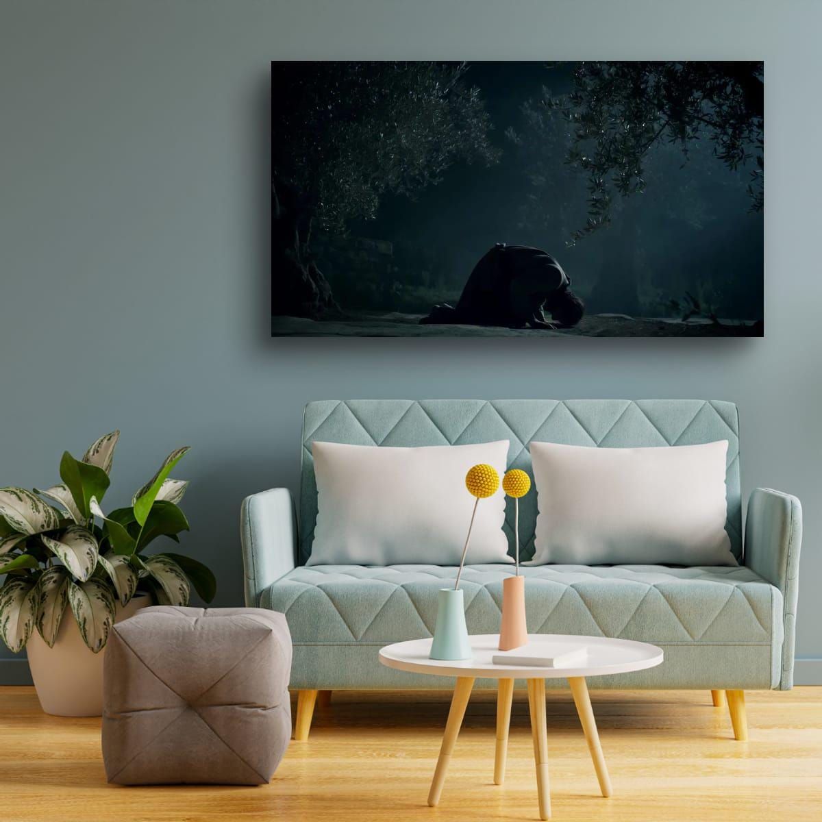 Christian Religious Wall Art: Soft Pastel Jesus Christ Decor with Eternal Atonement and Peace