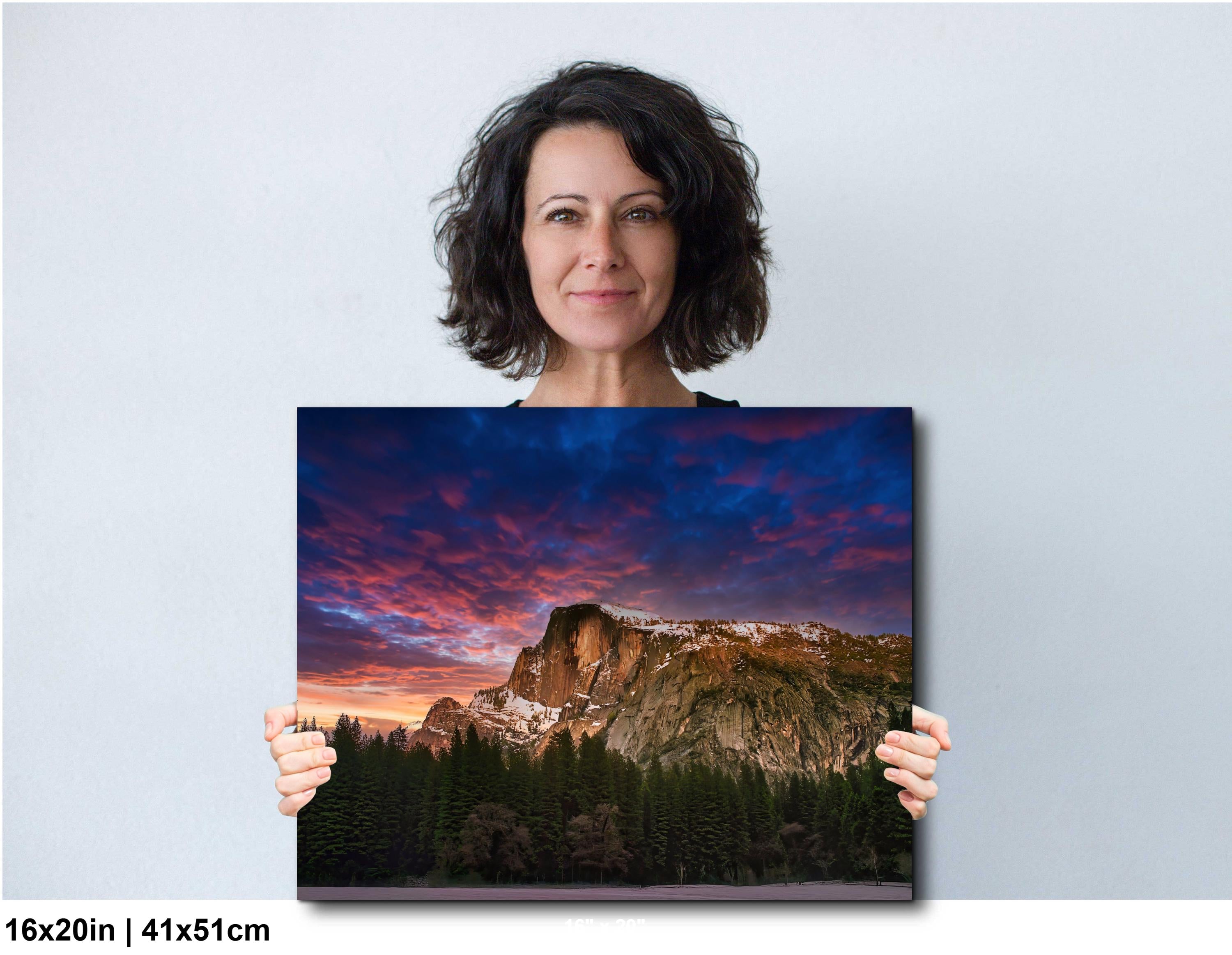 Yosemite Half Dome Print – Winter Landscape Art on Archival Paper for Rustic Cabin Decor