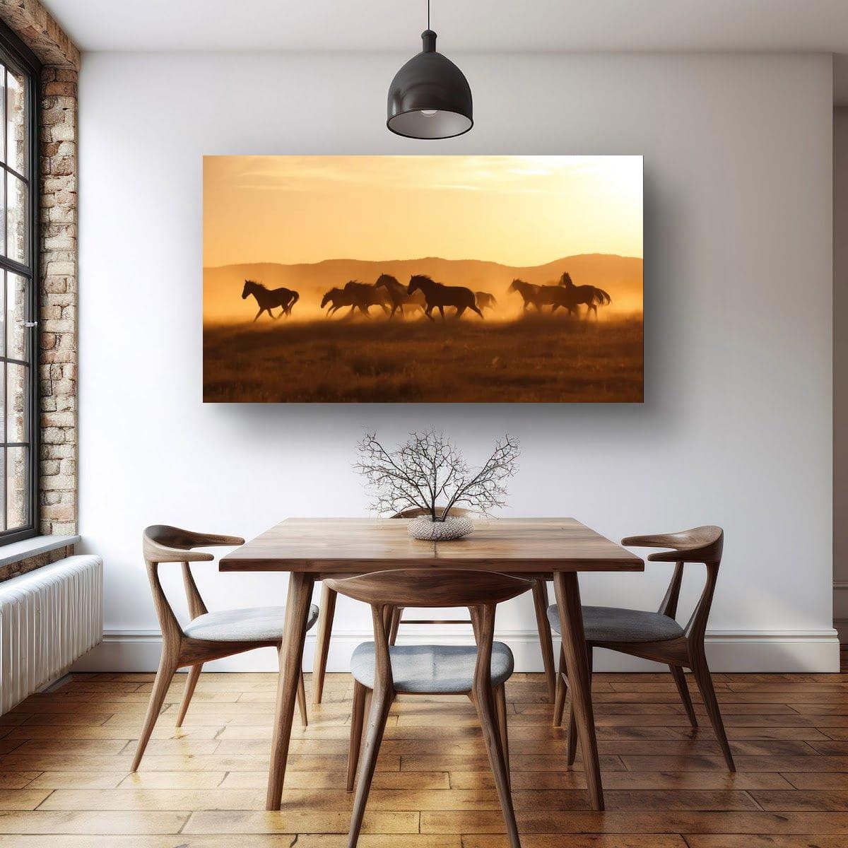 Wild Horses Art Print – Rustic Western Wall Art With Sunset Horse Scene