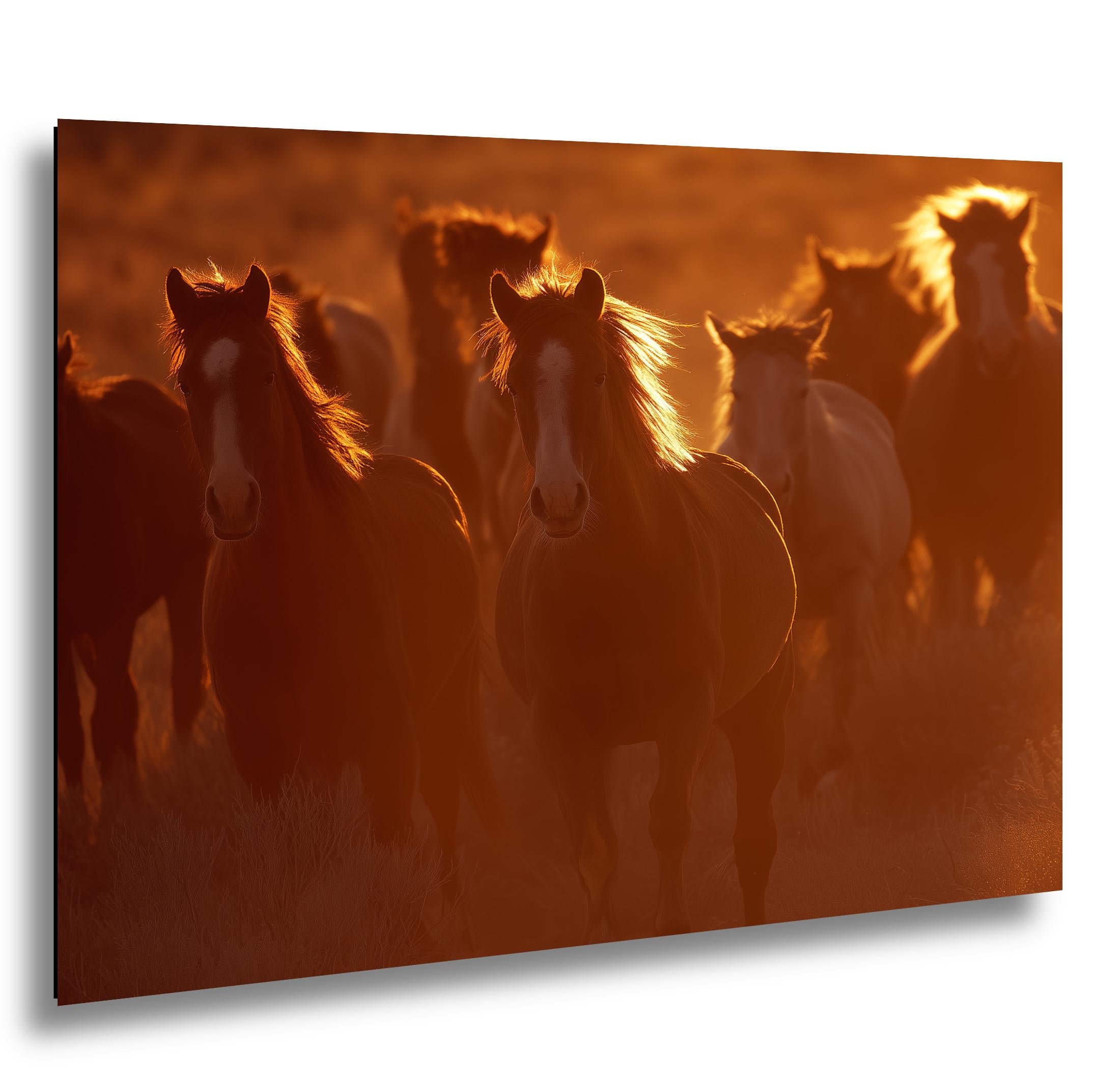 Wild Horses Art Print – Rustic Western Wall Art | Sunset Horse Painting