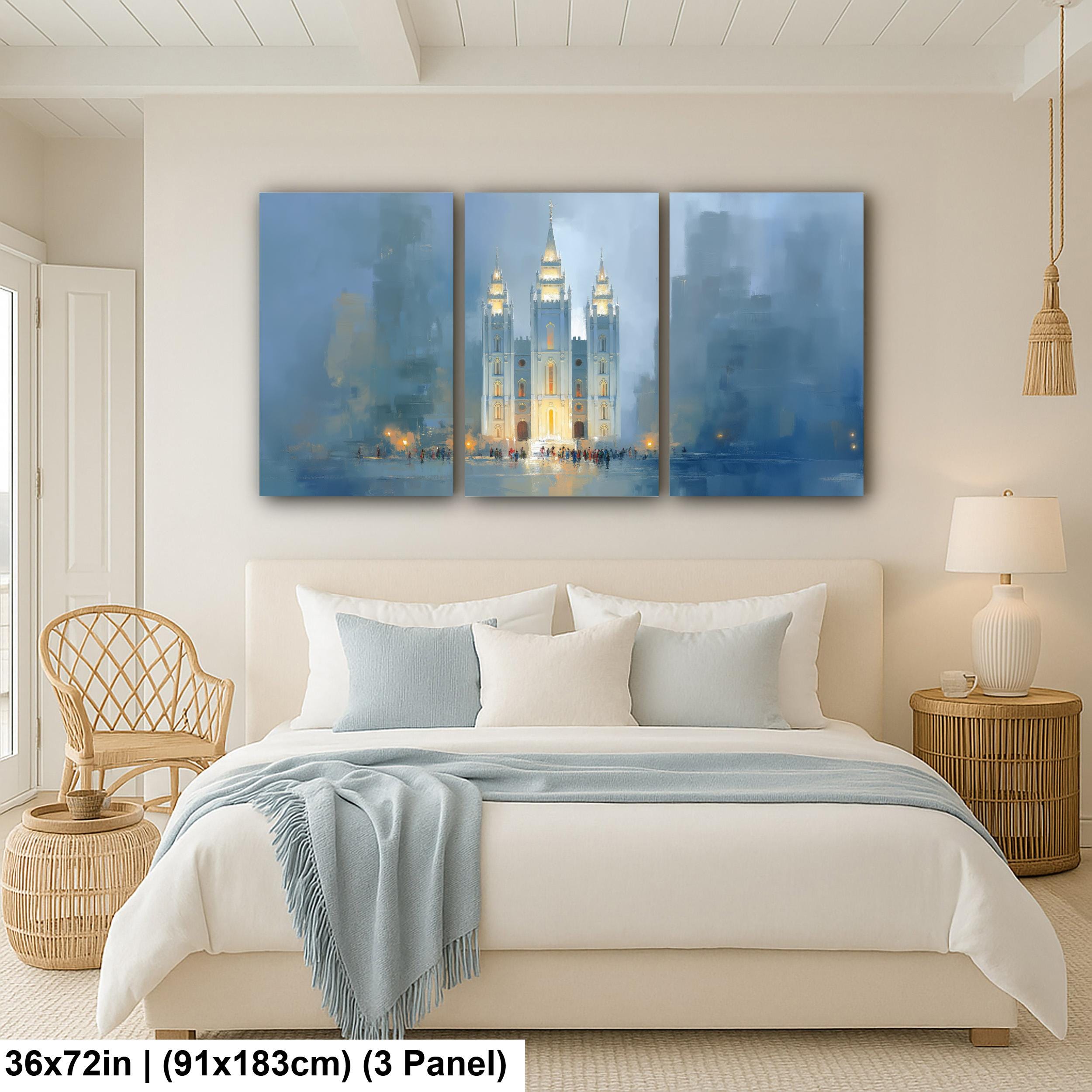 Salt Lake Temple Painting – Textured Religious Canvas for Mormon Home Decor