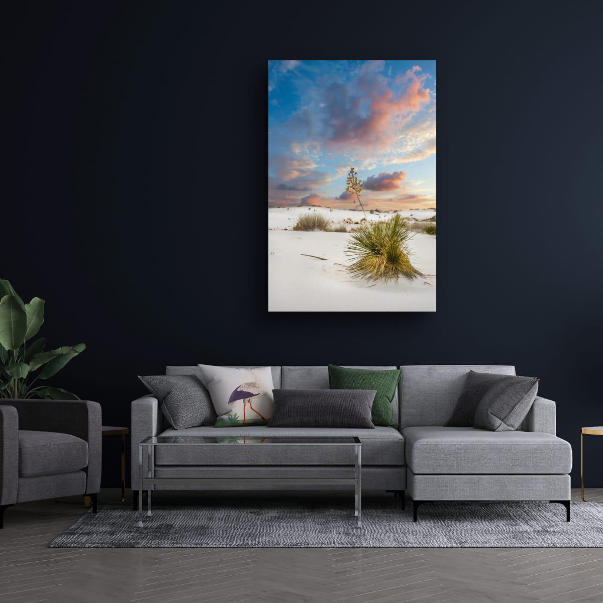 White Sand Dunes Art - New Mexico Landscape Print | Serene Desert Wall Decor
