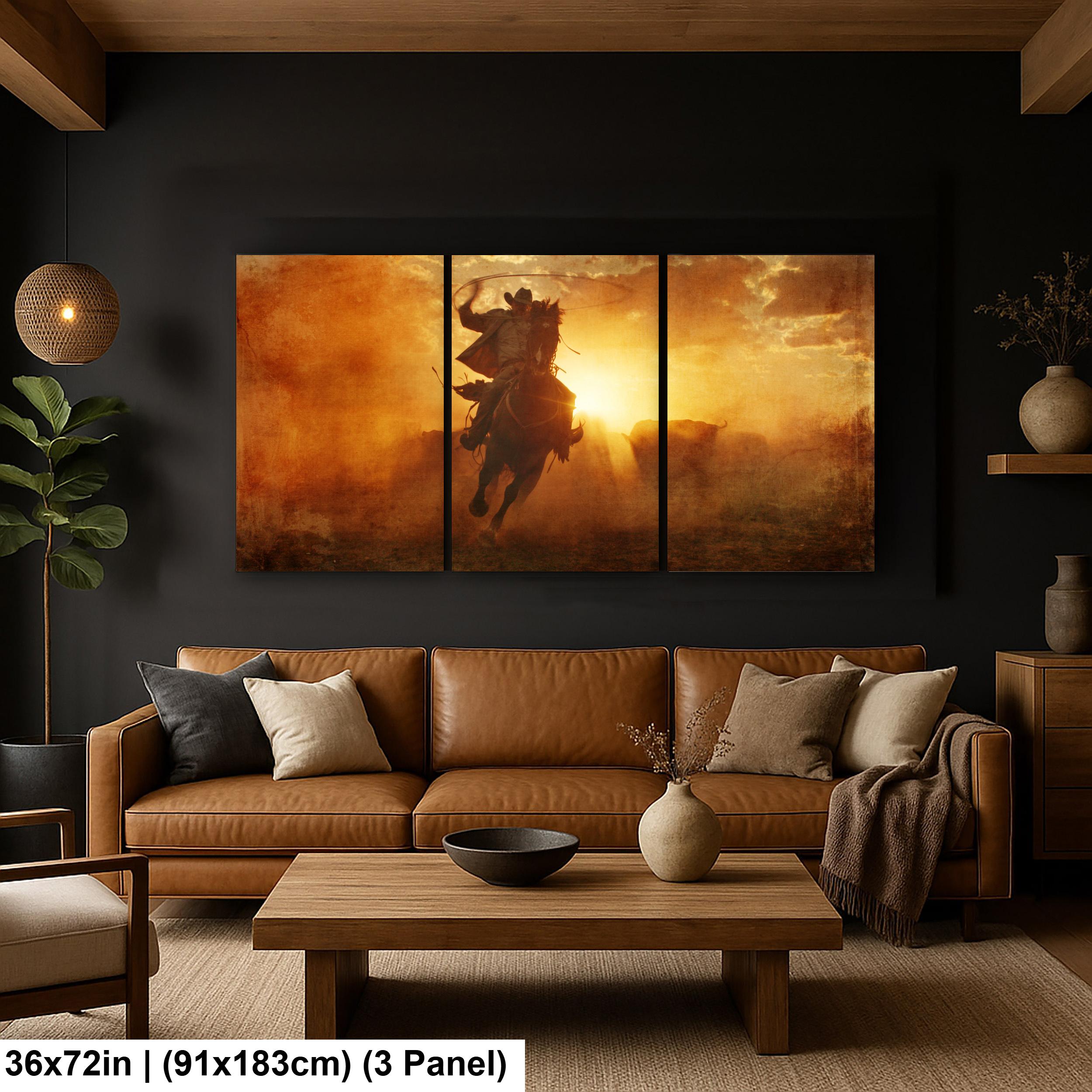Cowboy Art Print Featuring Rustic Western Style | Texas Ranch Wall Art Decor