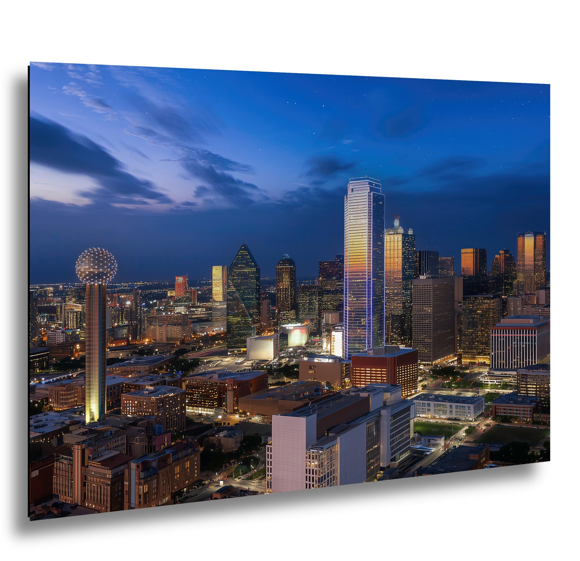 Dallas Skyline Art Print - Dynamic Urban Night Scene | Blue Hour Cityscape Wall Art