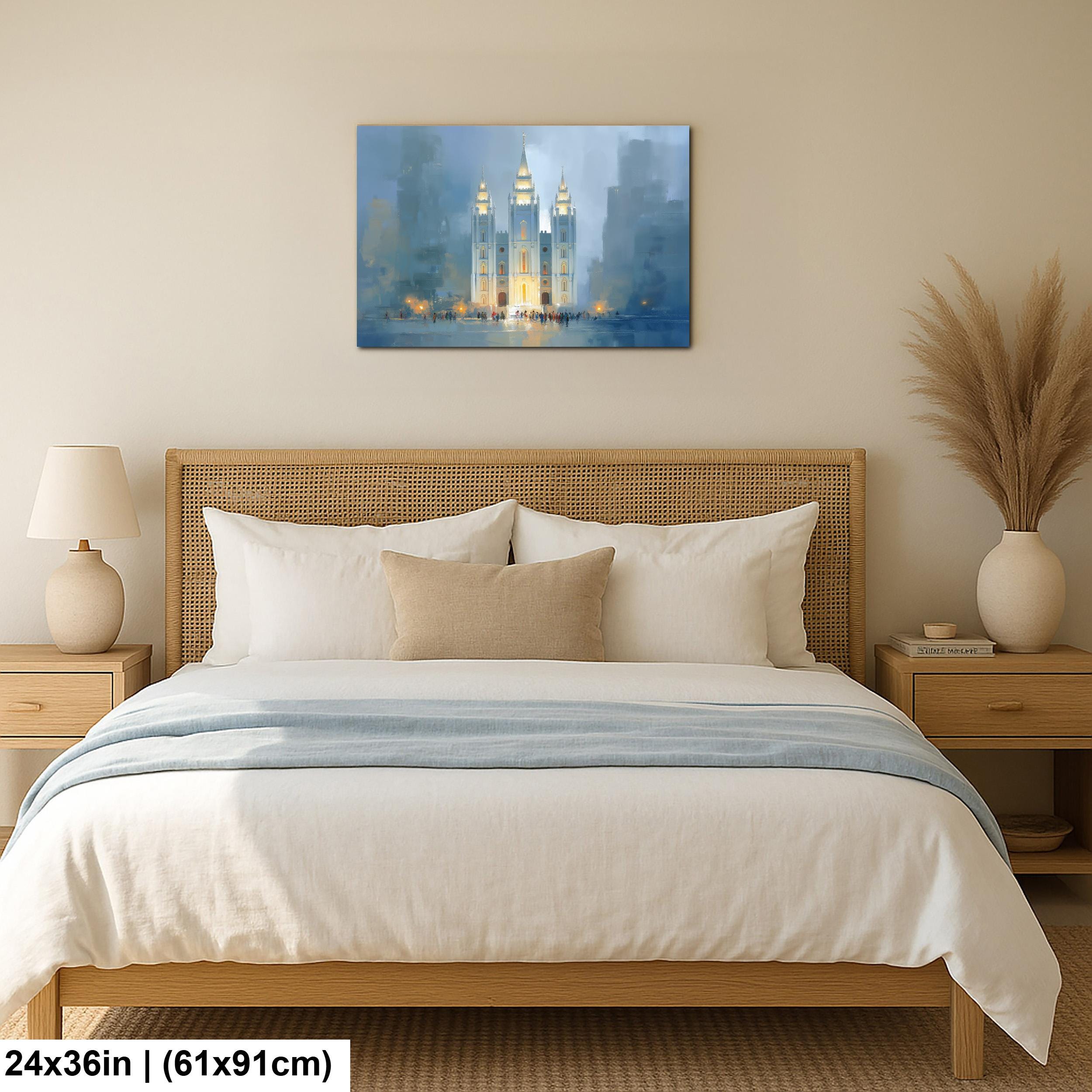 Salt Lake Temple Painting – Textured Religious Canvas for Mormon Home Decor