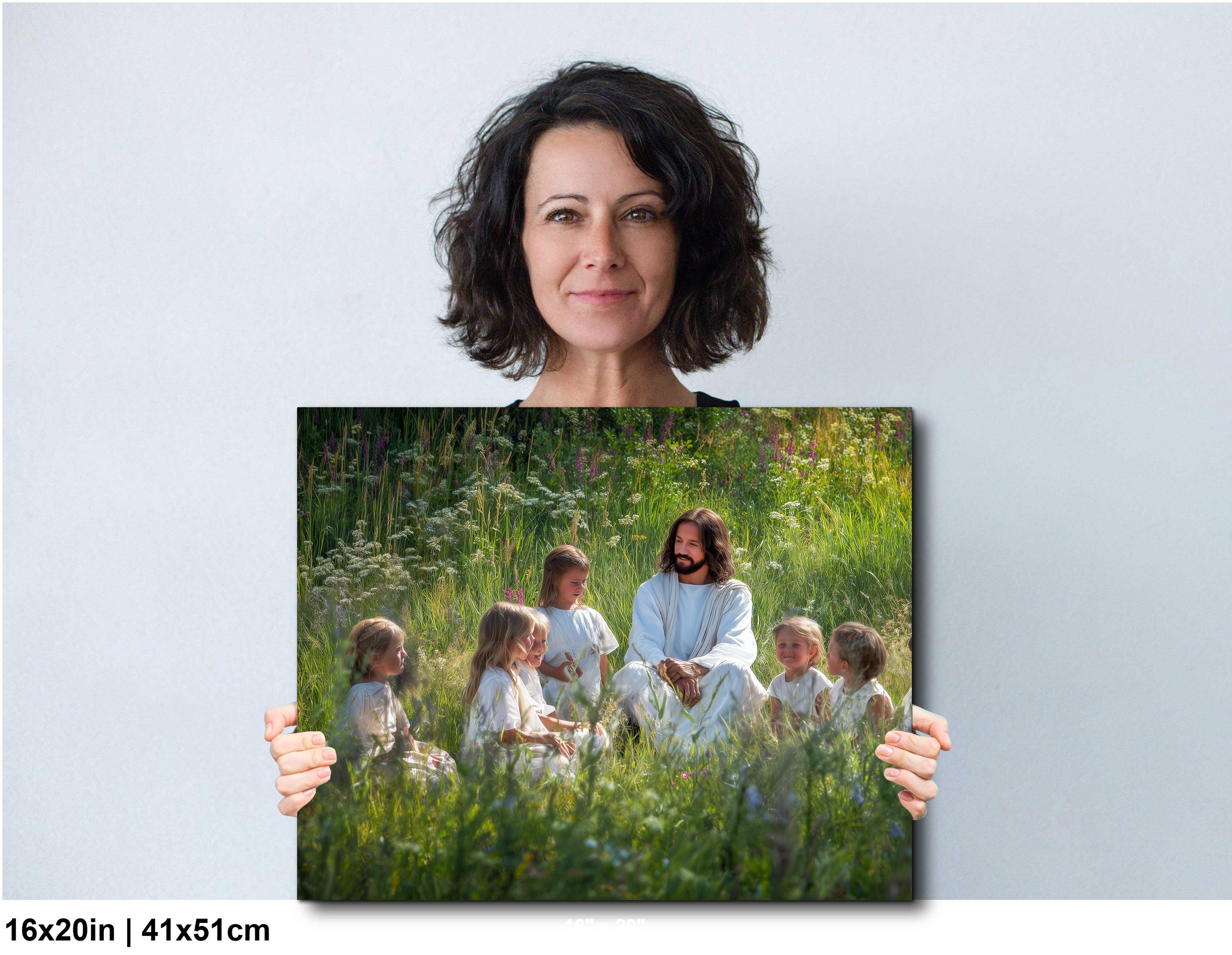 Christian Art Wall Decor – Jesus and Children Art | Blessed Little Children Painting