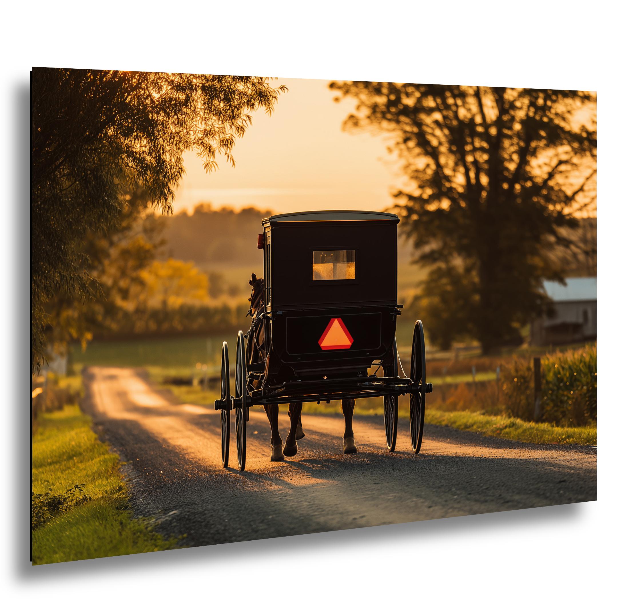 Americana Art Print – Amish Buggy Art | Rustic Country Home Decor Sunset