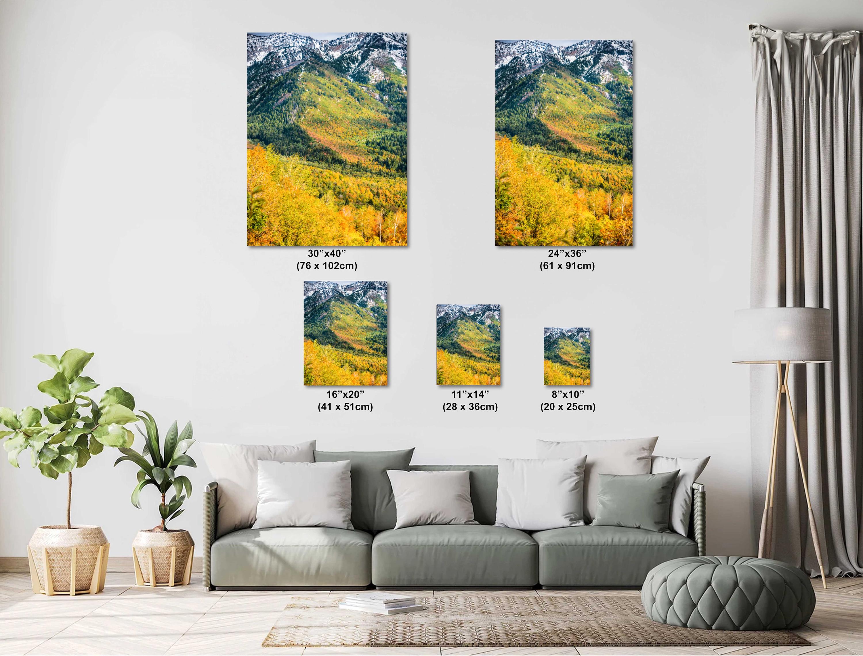Utah Autumn Landscape Art - Wasatch Mountain Wall Decor With Vibrant Leaf Artwork