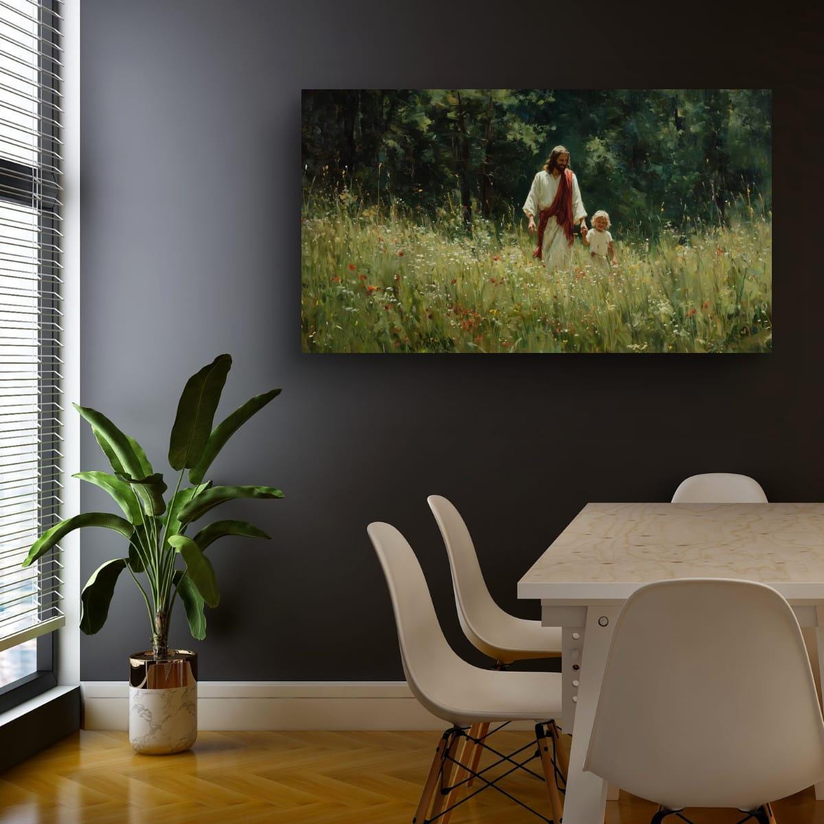 Christian Religious Wall Art – Jesus and Child Painting | Blessed Children Art Print