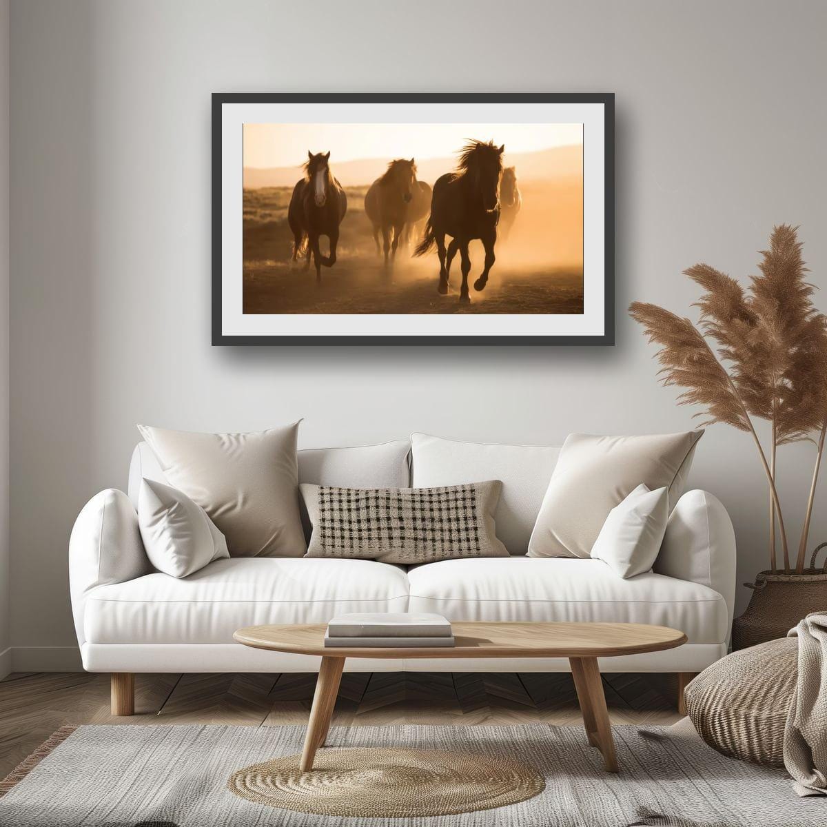 Wild Horses Art Print - Rustic Western Wall Art | Sunset Horse Painting Decor