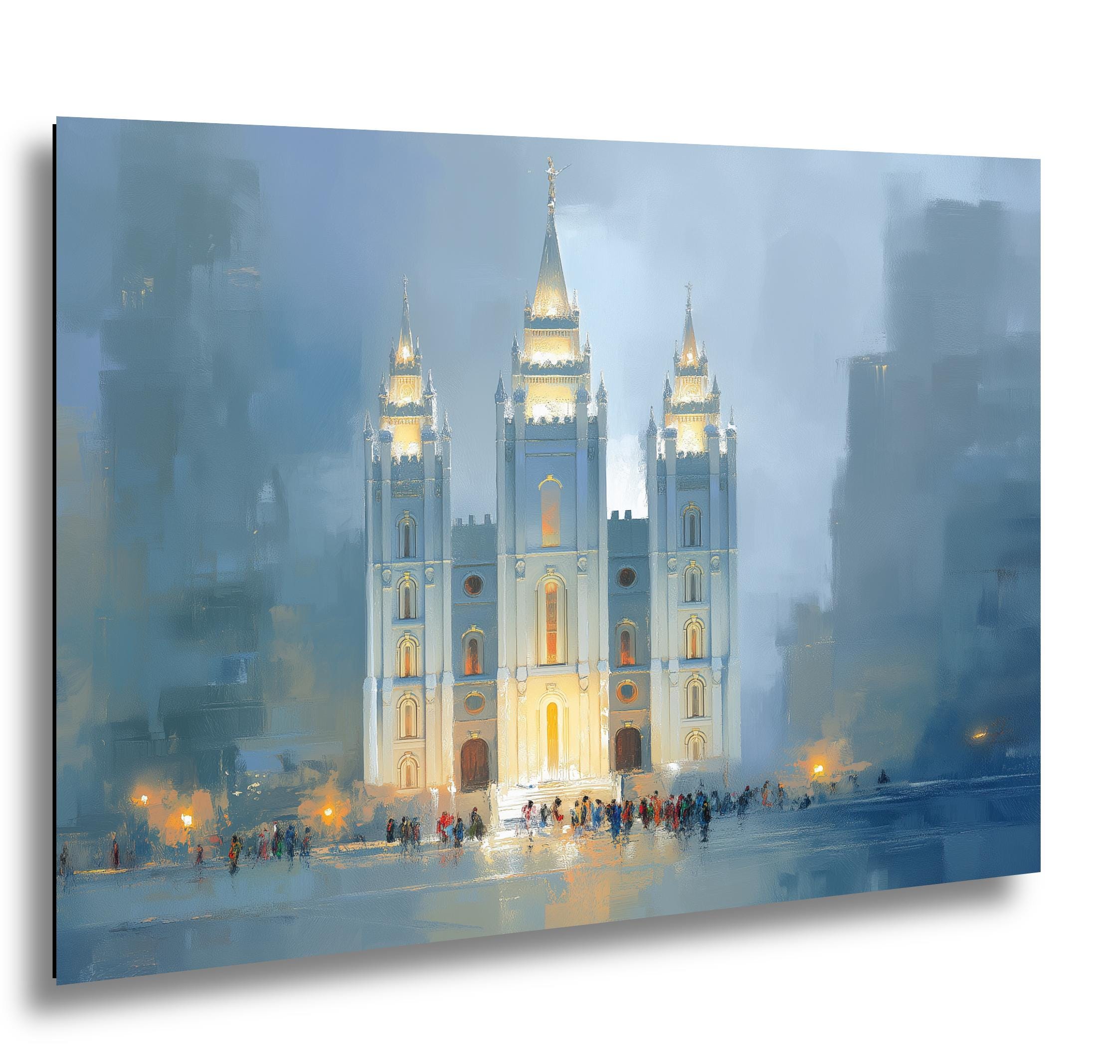 Salt Lake Temple Painting – Textured Religious Canvas for Mormon Home Decor