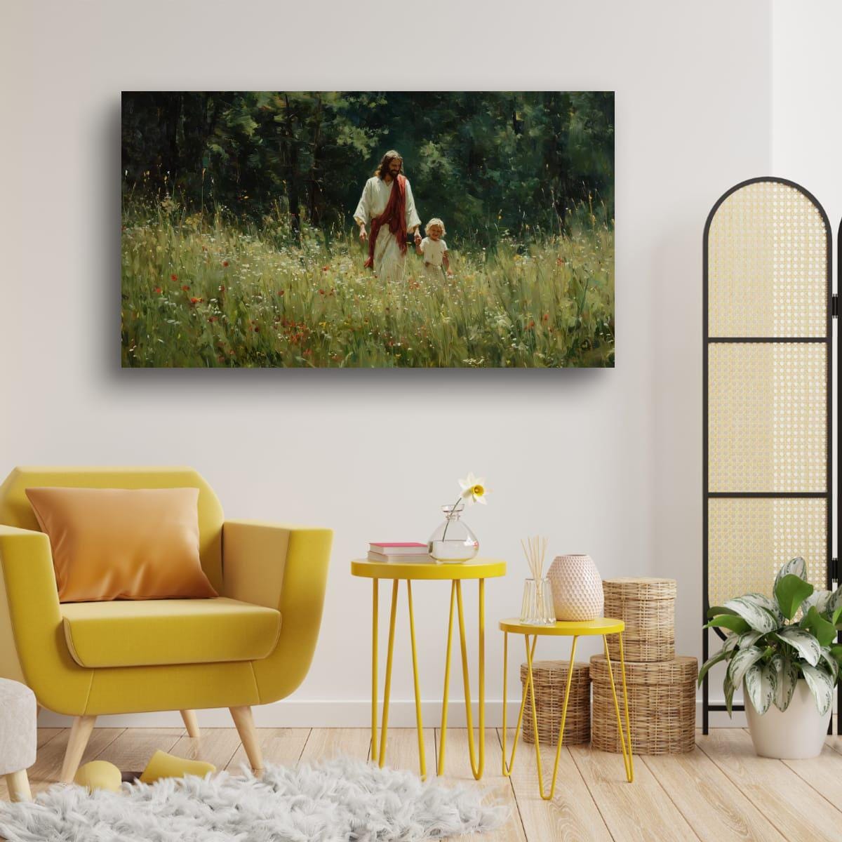 Christian Religious Wall Art – Jesus and Child Painting | Blessed Children Art Print