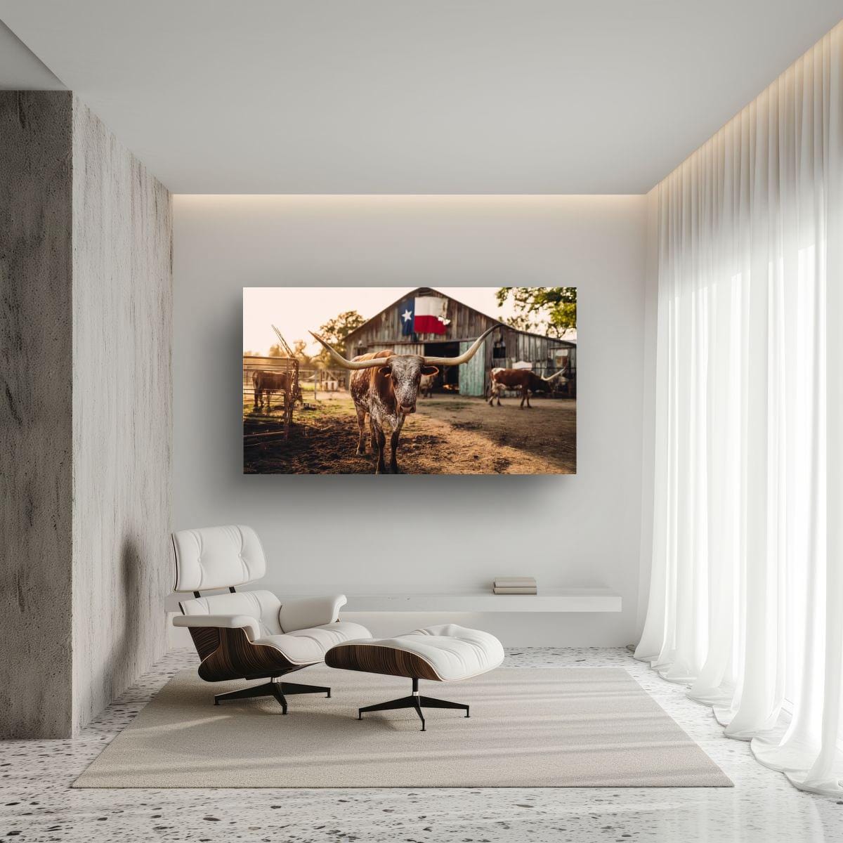 Longhorn Cattle Painting – Rustic Wall Art | Textured Texas Longhorn Canvas