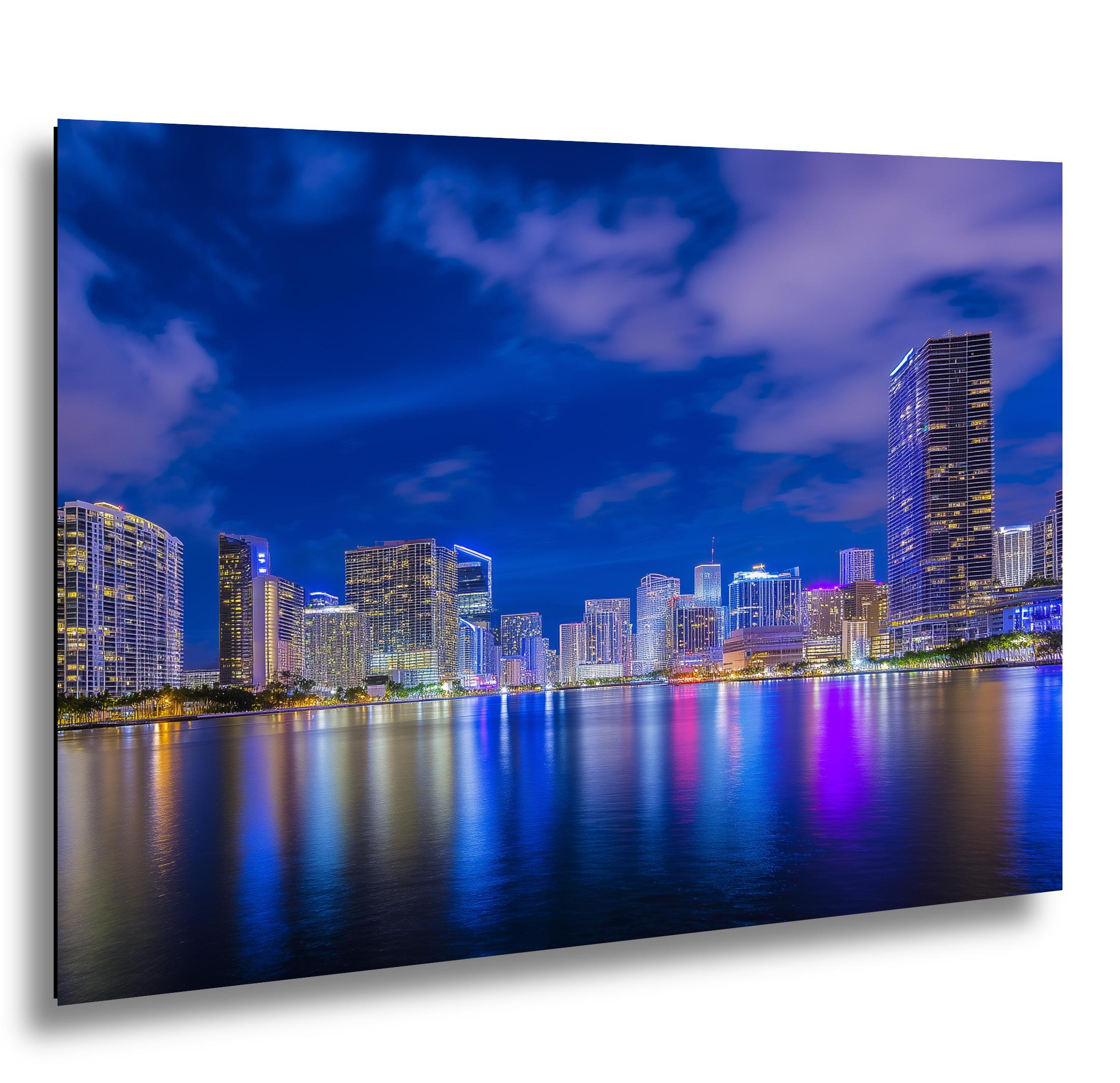 Miami Skyline Art - Dynamic Urban Night Scene | Modern Cityscape Wall Art Print
