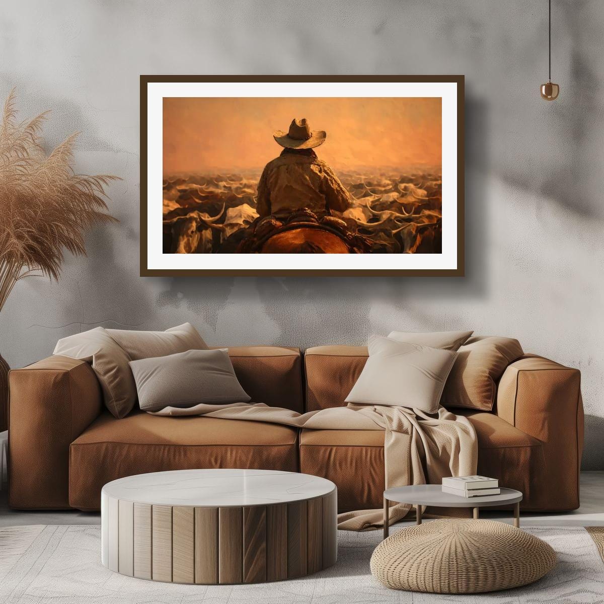Cowboy Art Print - Rustic Western Decor | Cattle Drive Painting & Horseback Riding