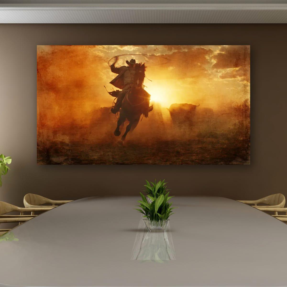 Cowboy Art Print Featuring Rustic Western Style | Texas Ranch Wall Art Decor