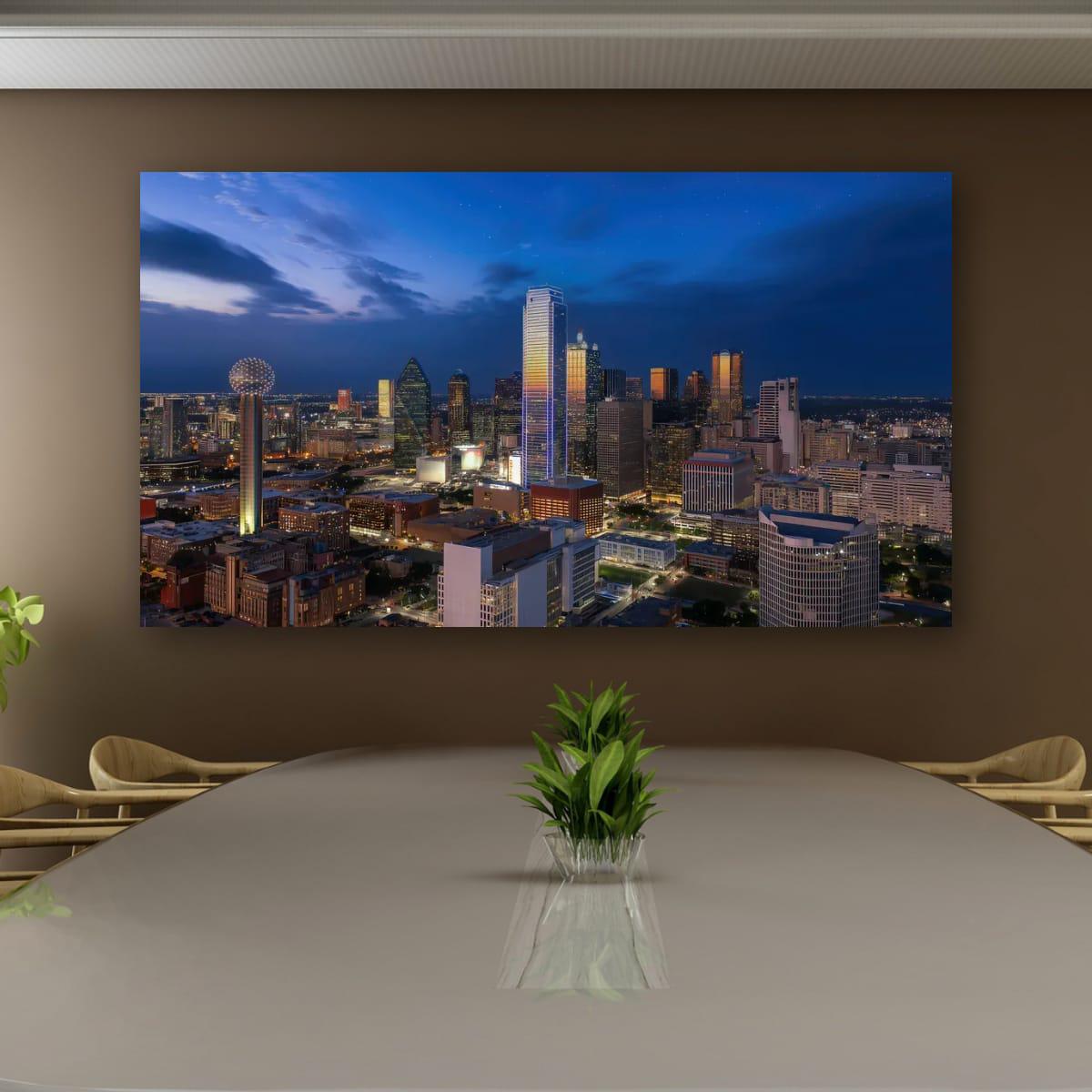 Dallas Skyline Art Print - Dynamic Urban Night Scene | Blue Hour Cityscape Wall Art