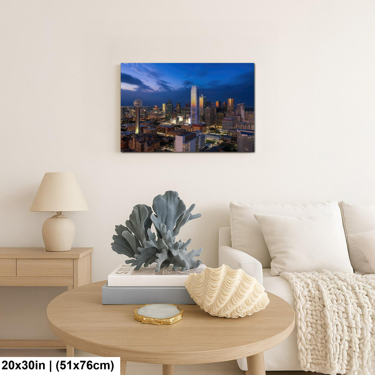 Dallas Skyline Art Print - Dynamic Urban Night Scene | Blue Hour Cityscape Wall Art
