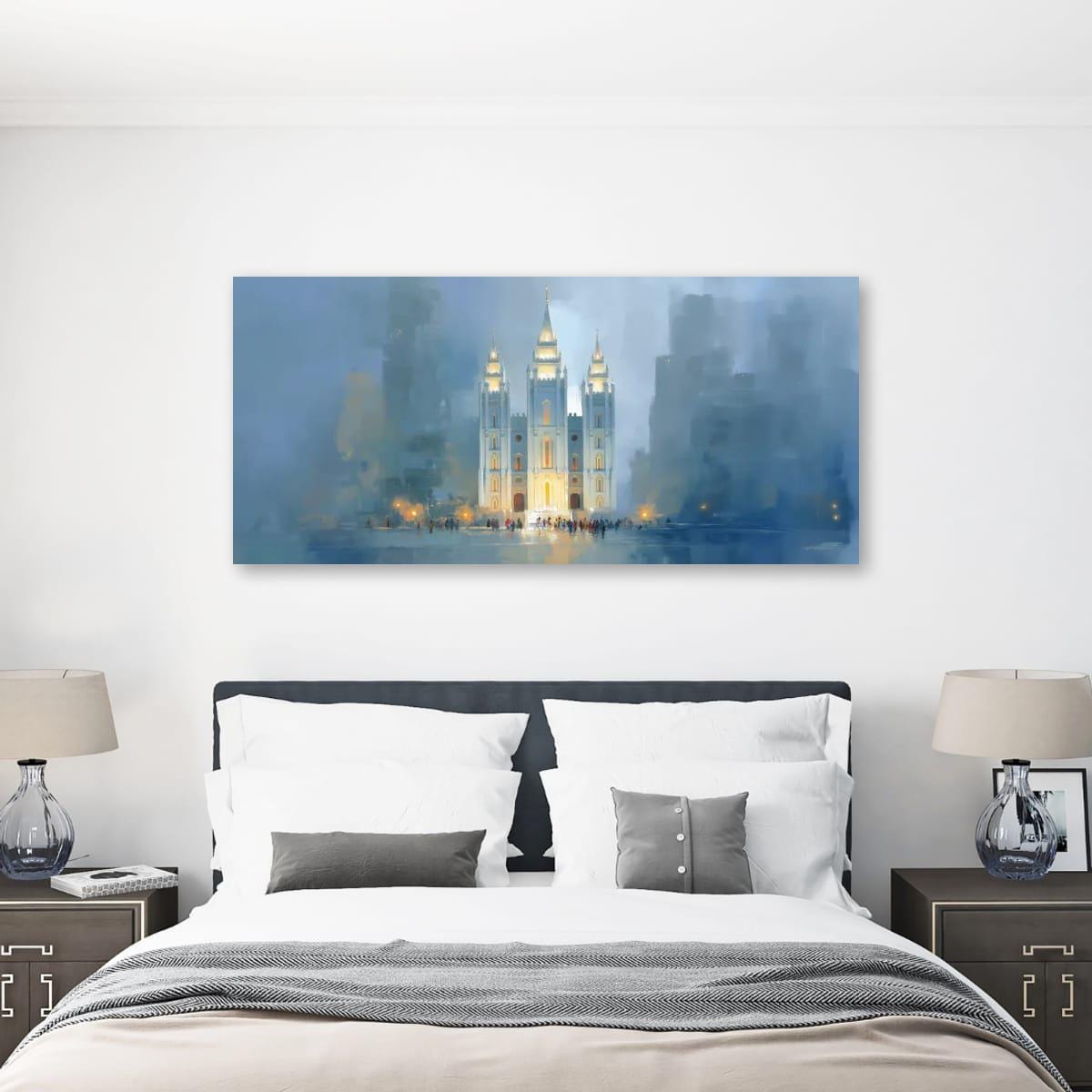 Salt Lake Temple Painting – Textured Religious Canvas for Mormon Home Decor
