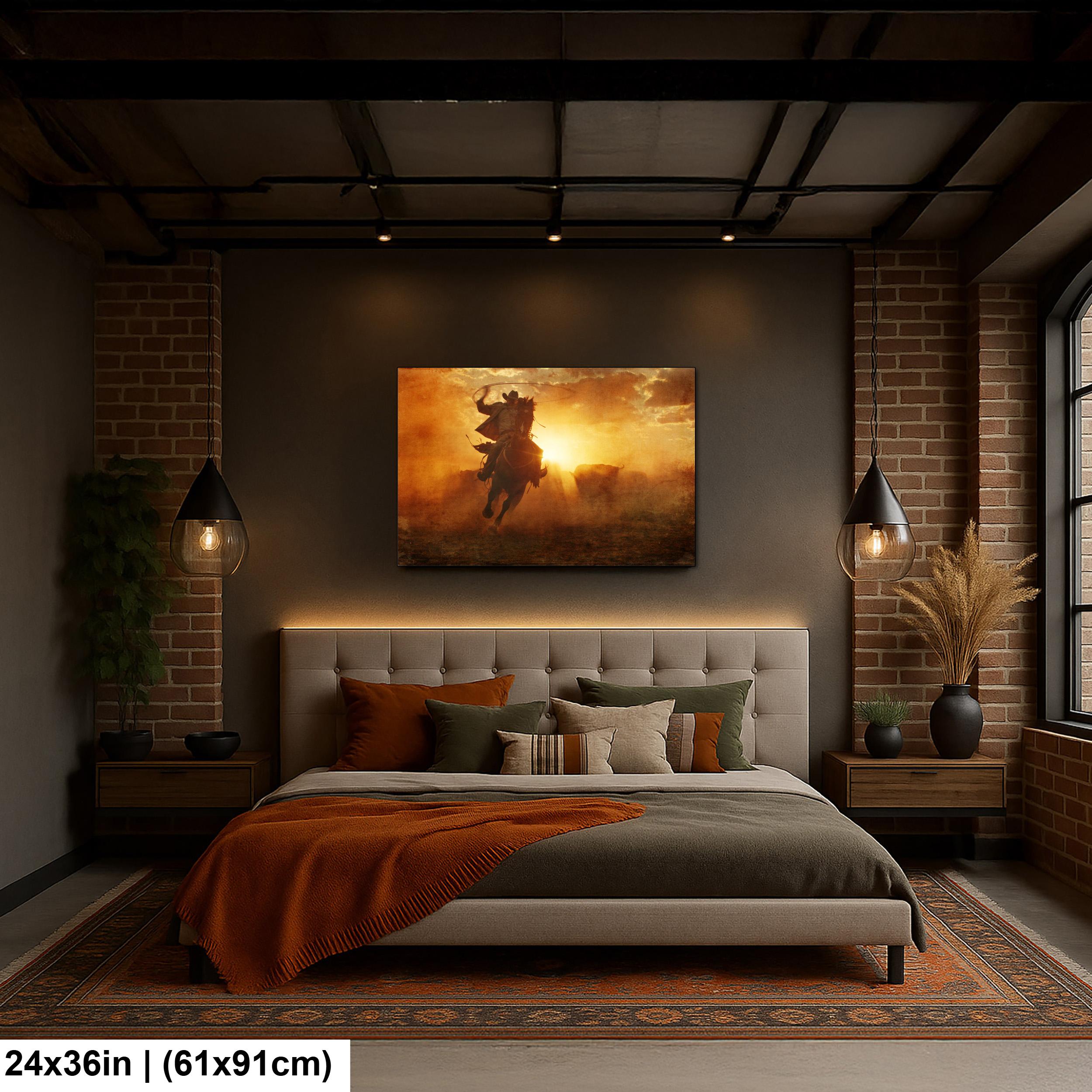 Cowboy Art Print Featuring Rustic Western Style | Texas Ranch Wall Art Decor