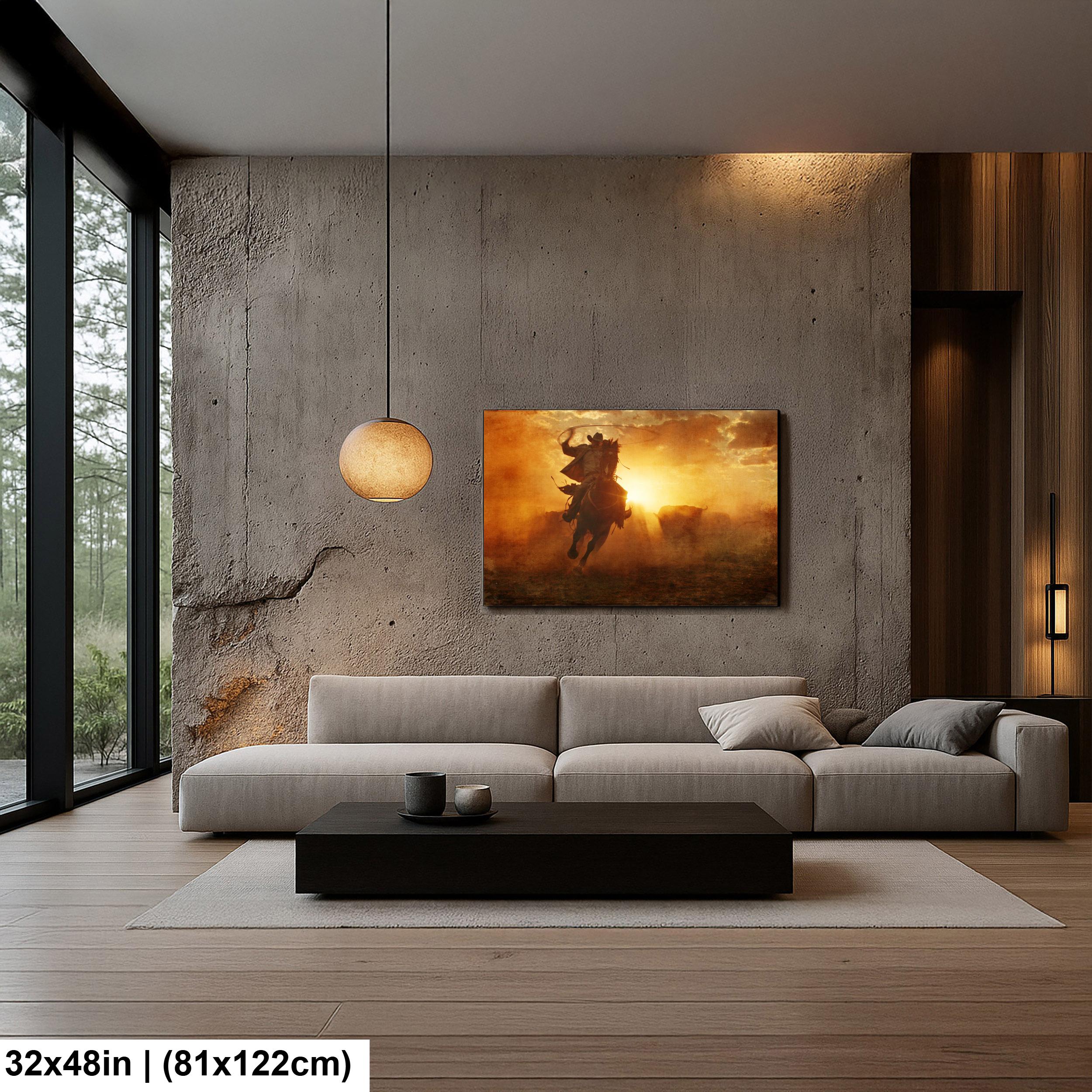 Cowboy Art Print Featuring Rustic Western Style | Texas Ranch Wall Art Decor