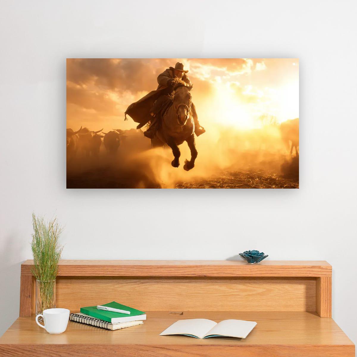 Cowboy Art Print | Winter Cattle Drive – Rustic Ranch Decor & Western Wall Hanging
