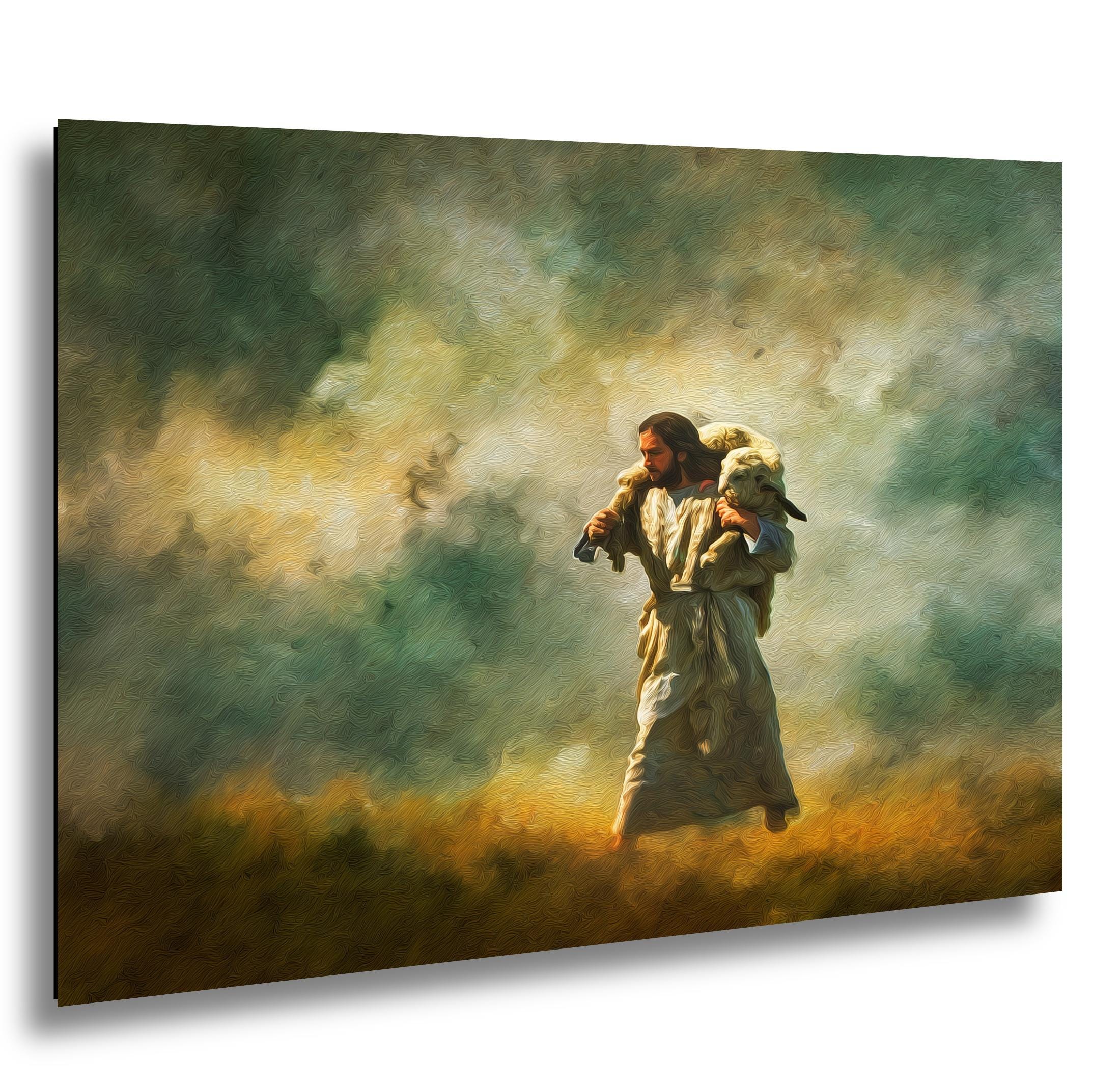 Christian Art Print – Jesus and Lamb Religious Wall Decor | Faith Inspired Art