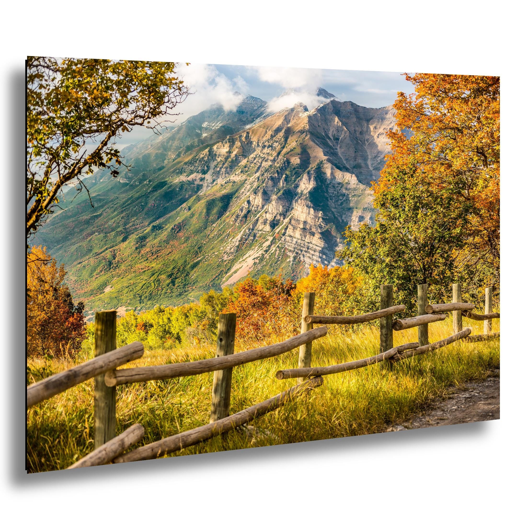 Autumn Mountain Landscape Print - Wasatch Mountains Art | Vibrant Leaf Artwork