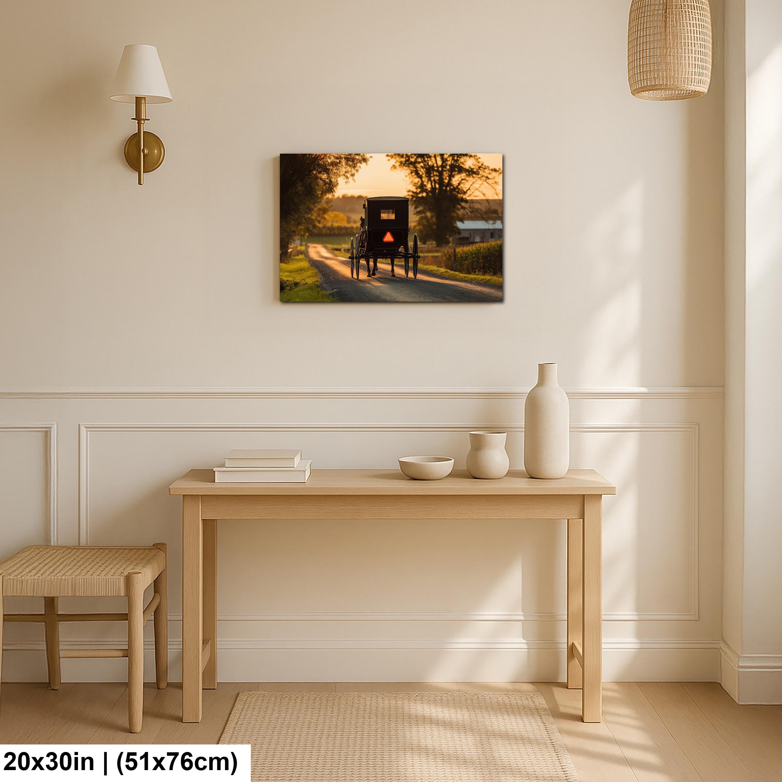 Americana Art Print – Amish Buggy Art | Rustic Country Home Decor Sunset