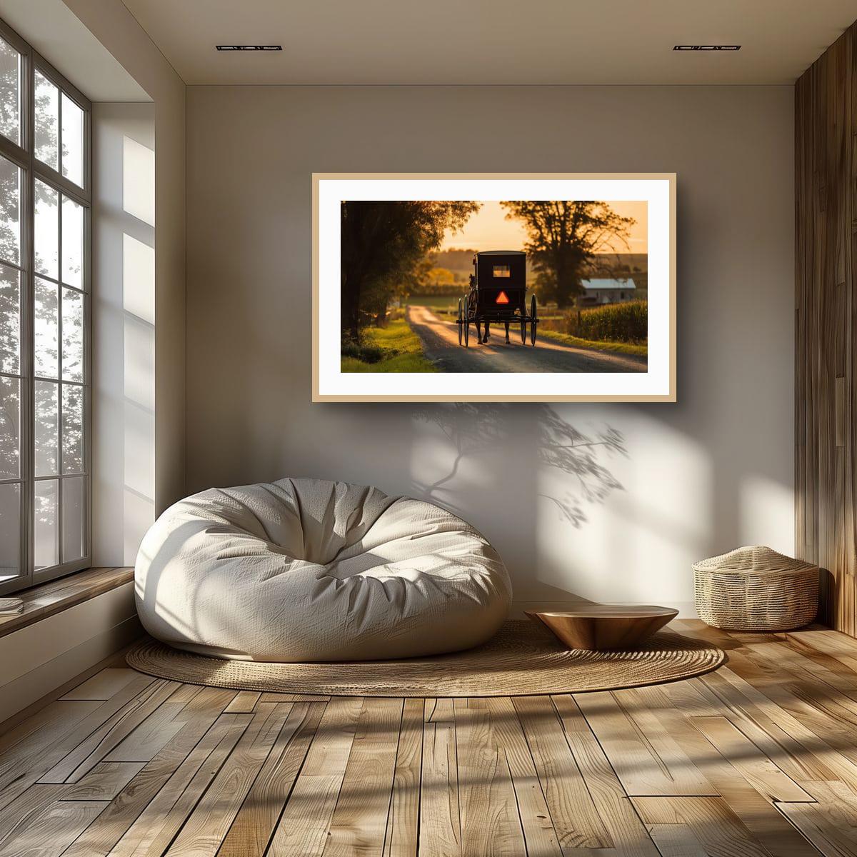Americana Art Print – Amish Buggy Art | Rustic Country Home Decor Sunset