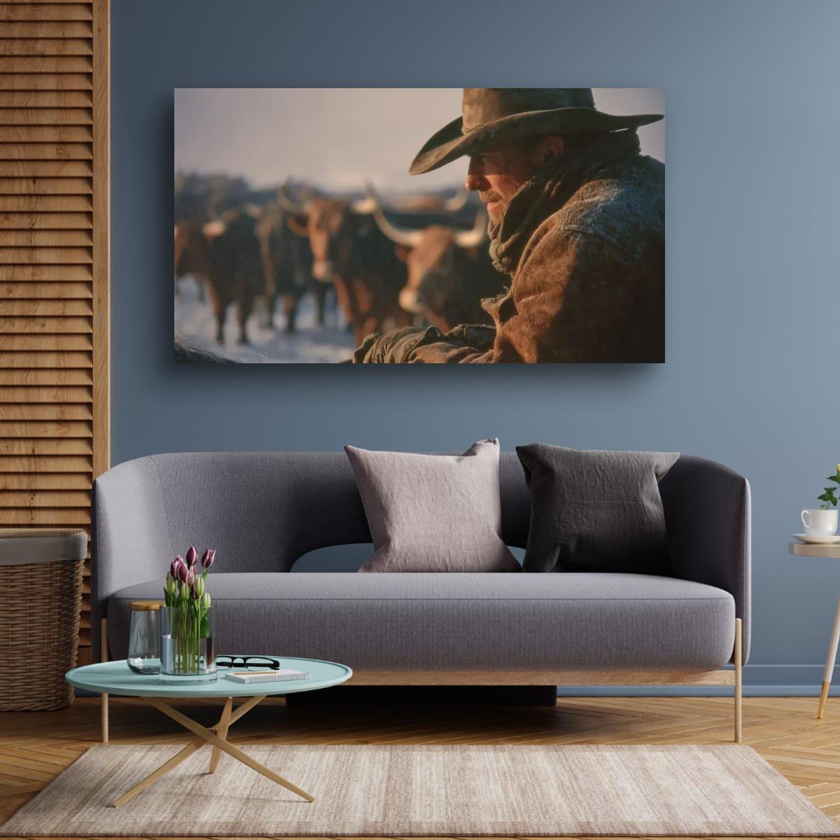 Cowboy Art Print – Rustic Texas Cattle | Western Ranch Wall Art Poster