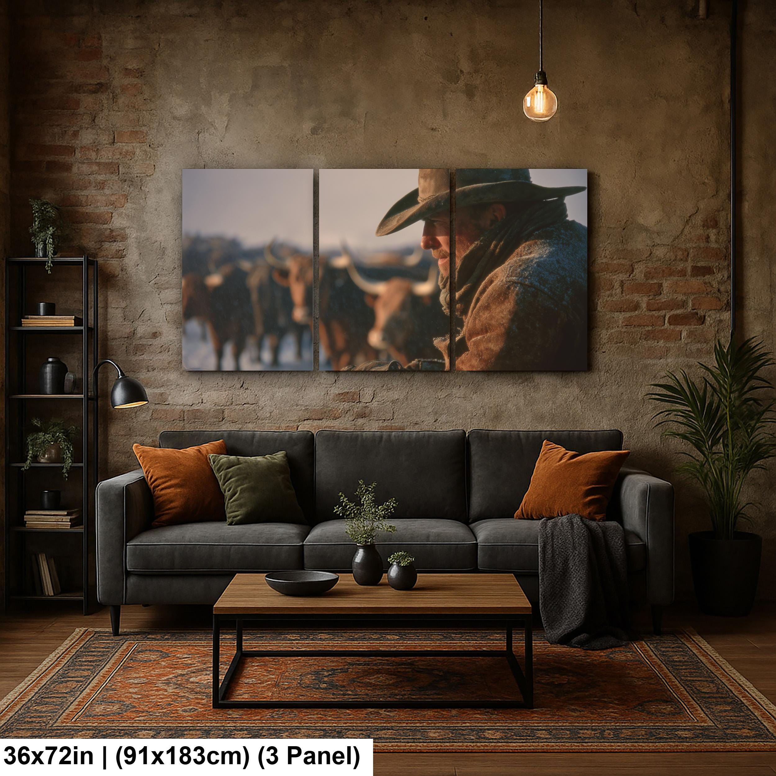 Cowboy Art Print – Rustic Texas Cattle | Western Ranch Wall Art Poster