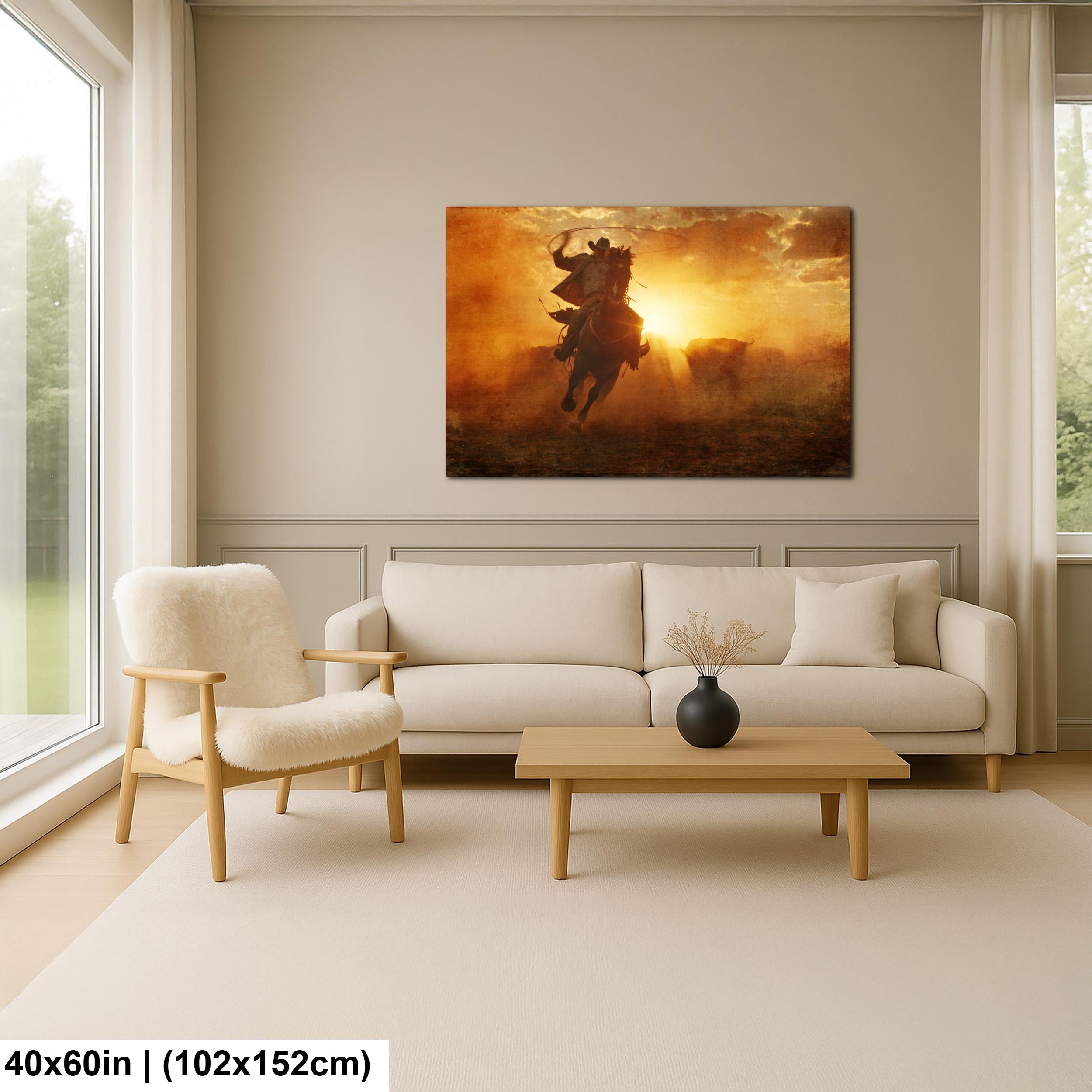 Cowboy Art Print Featuring Rustic Western Style | Texas Ranch Wall Art Decor